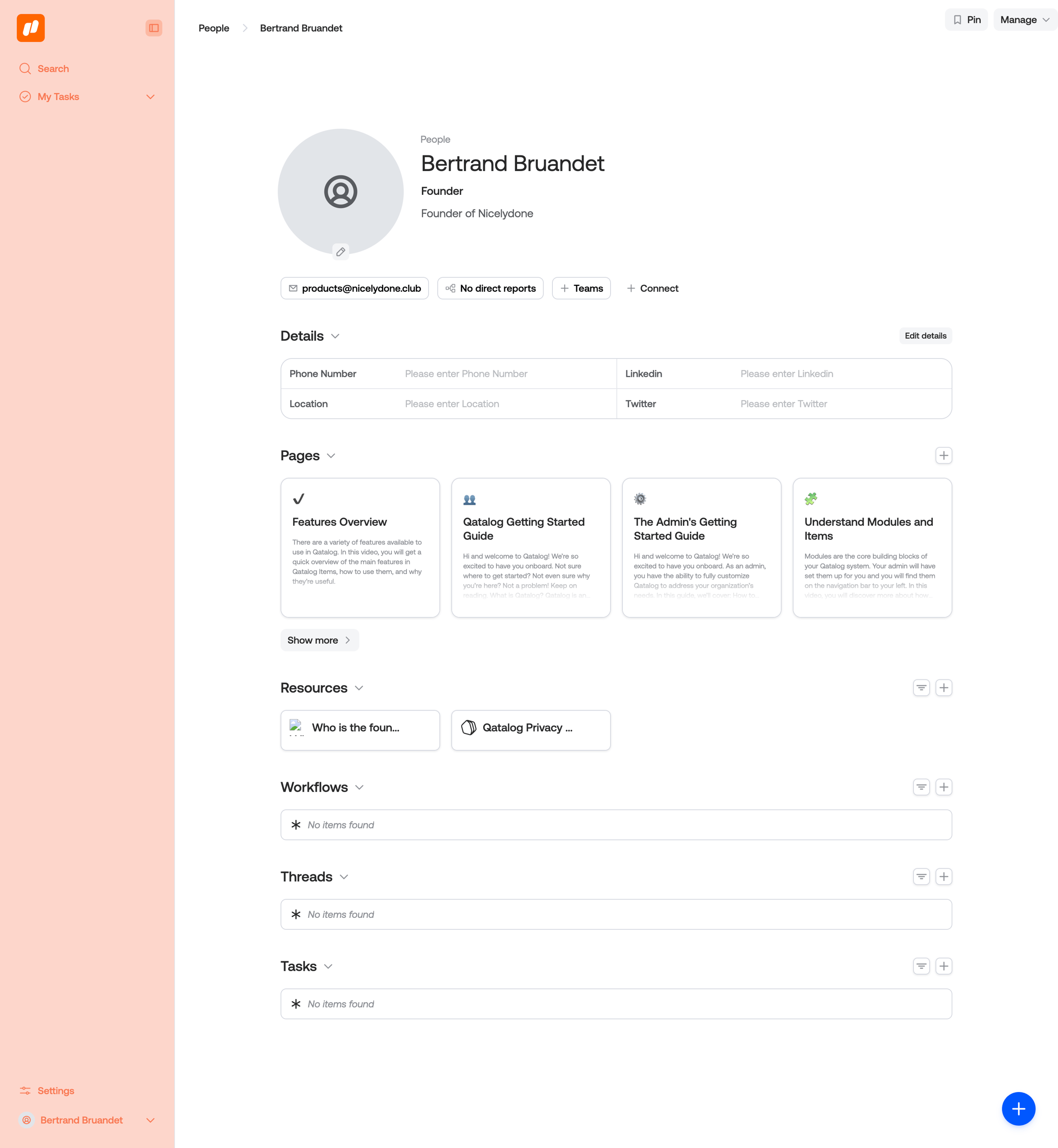 Qatalog - Settings · Qatalog screen
