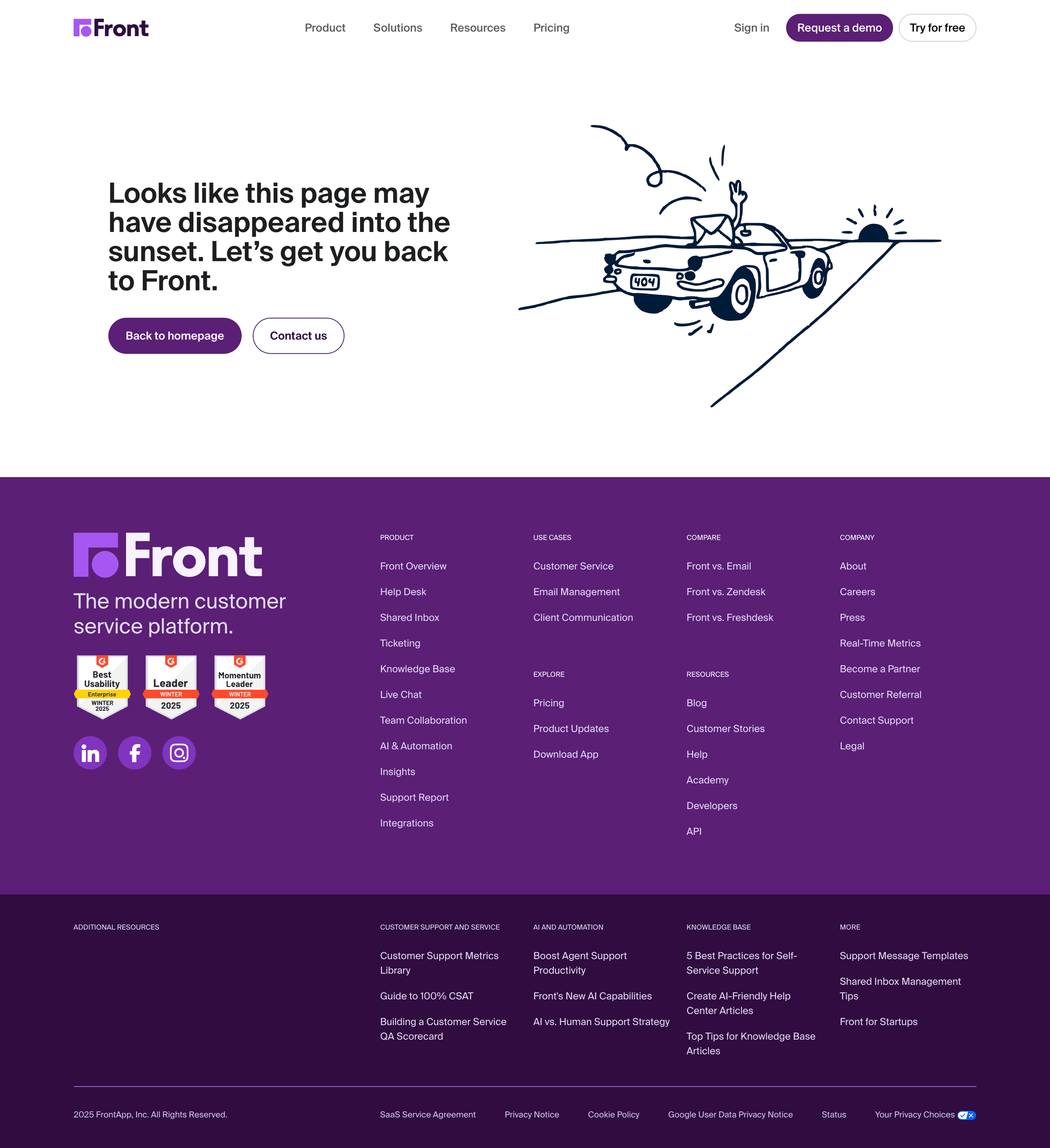 Front - Page Not Found | Front screen