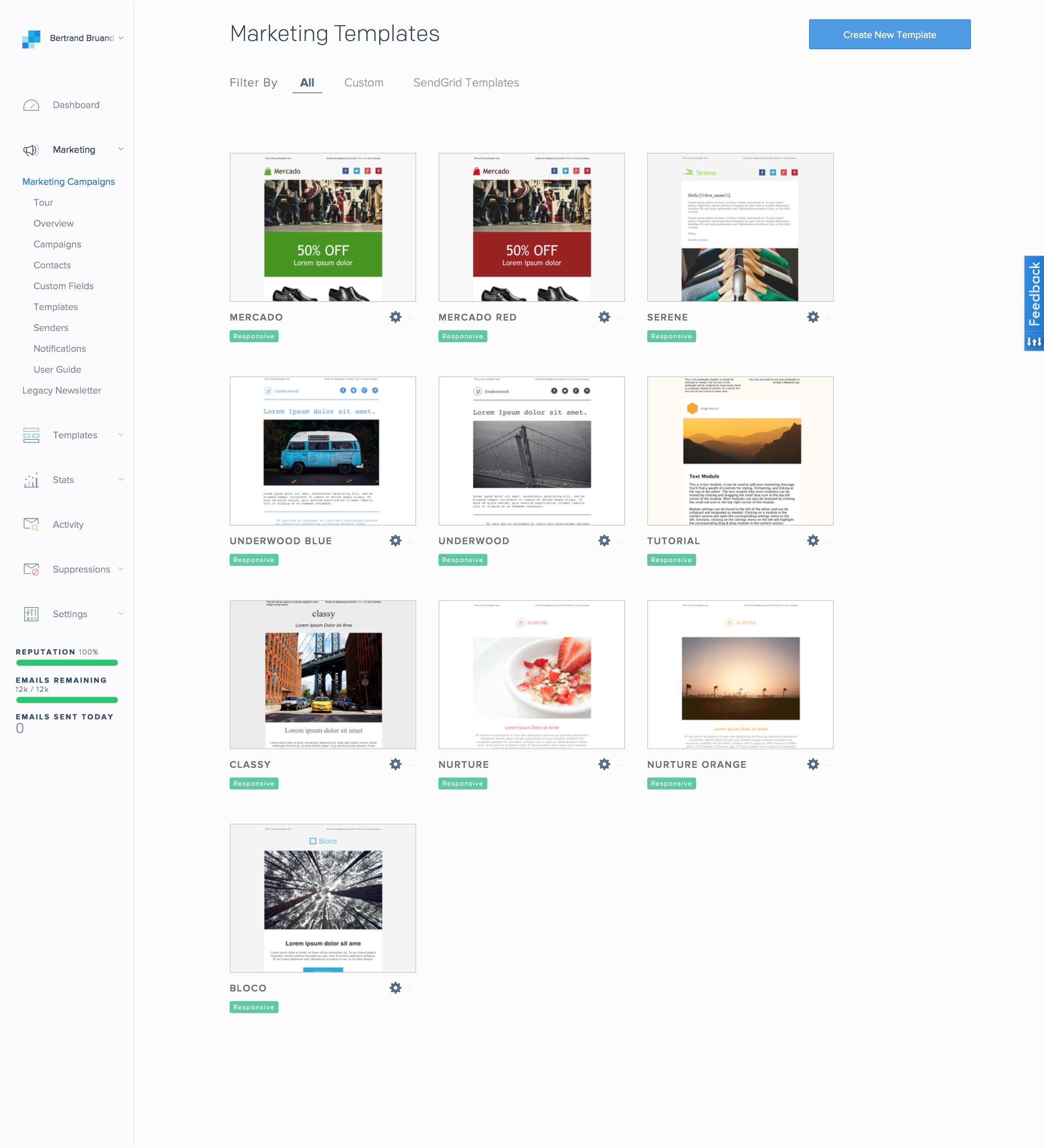 Sendgrid - List screen