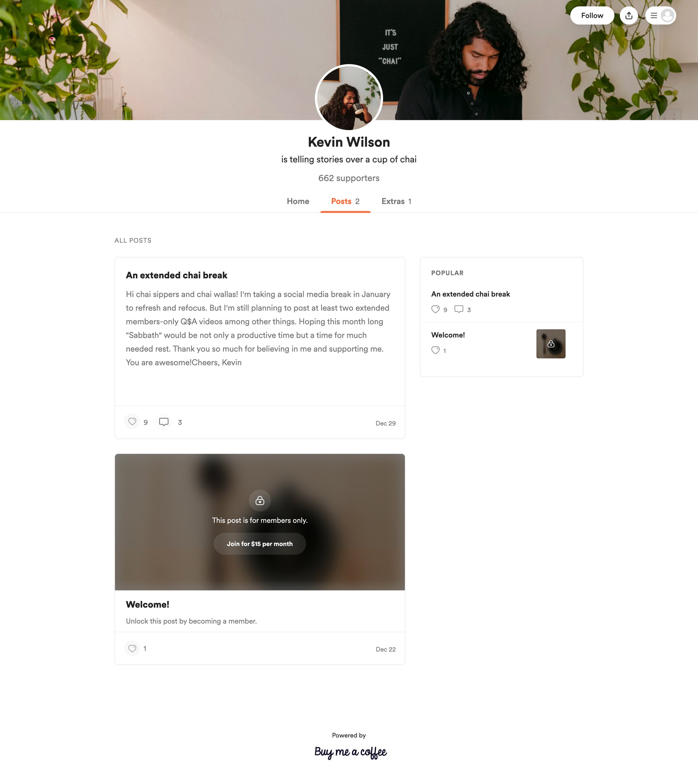 Buy Me a Coffee - Posts | Kevin Wilson screen