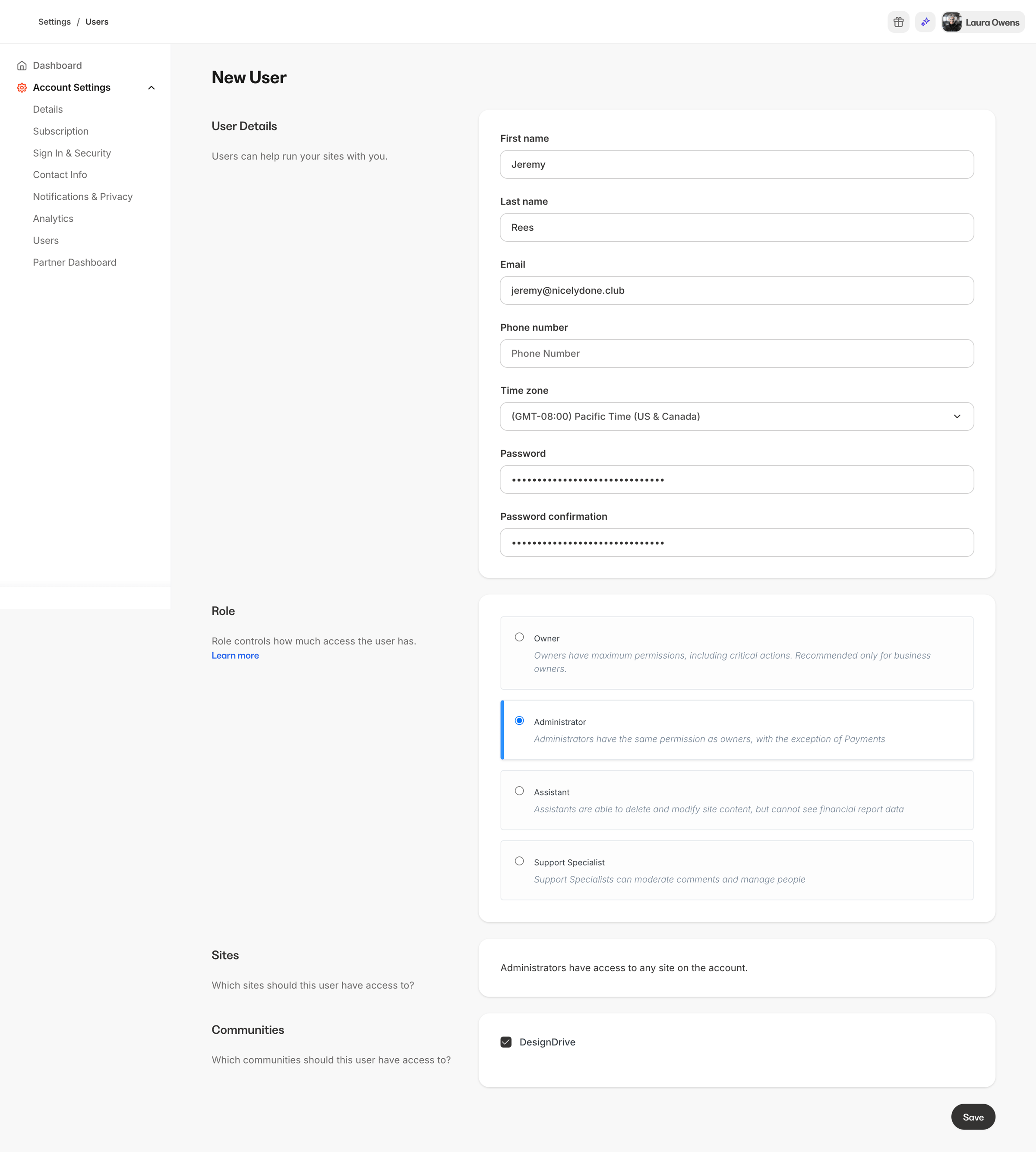 Kajabi - Kajabi - adminsettingsusersnew screen
