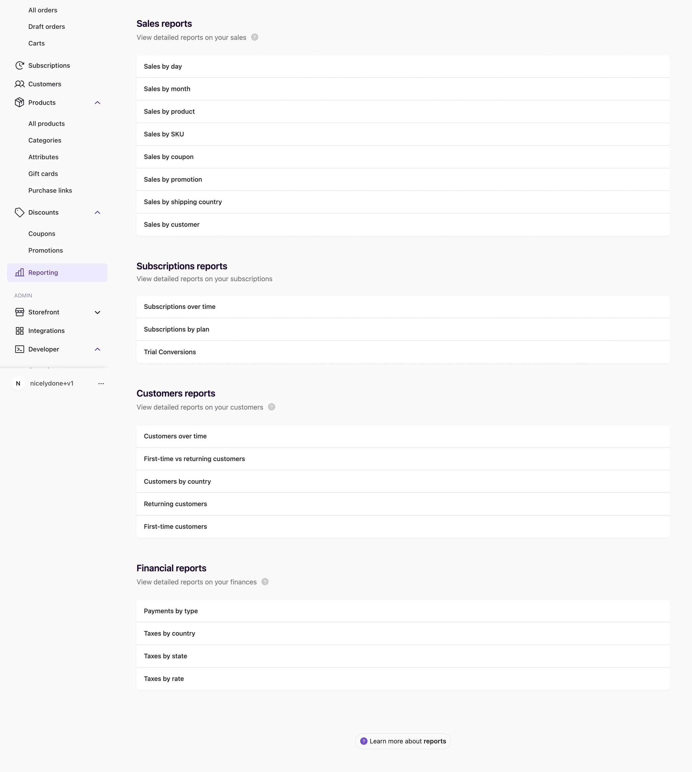Swell - Reporting | nicelydone+v1 screen