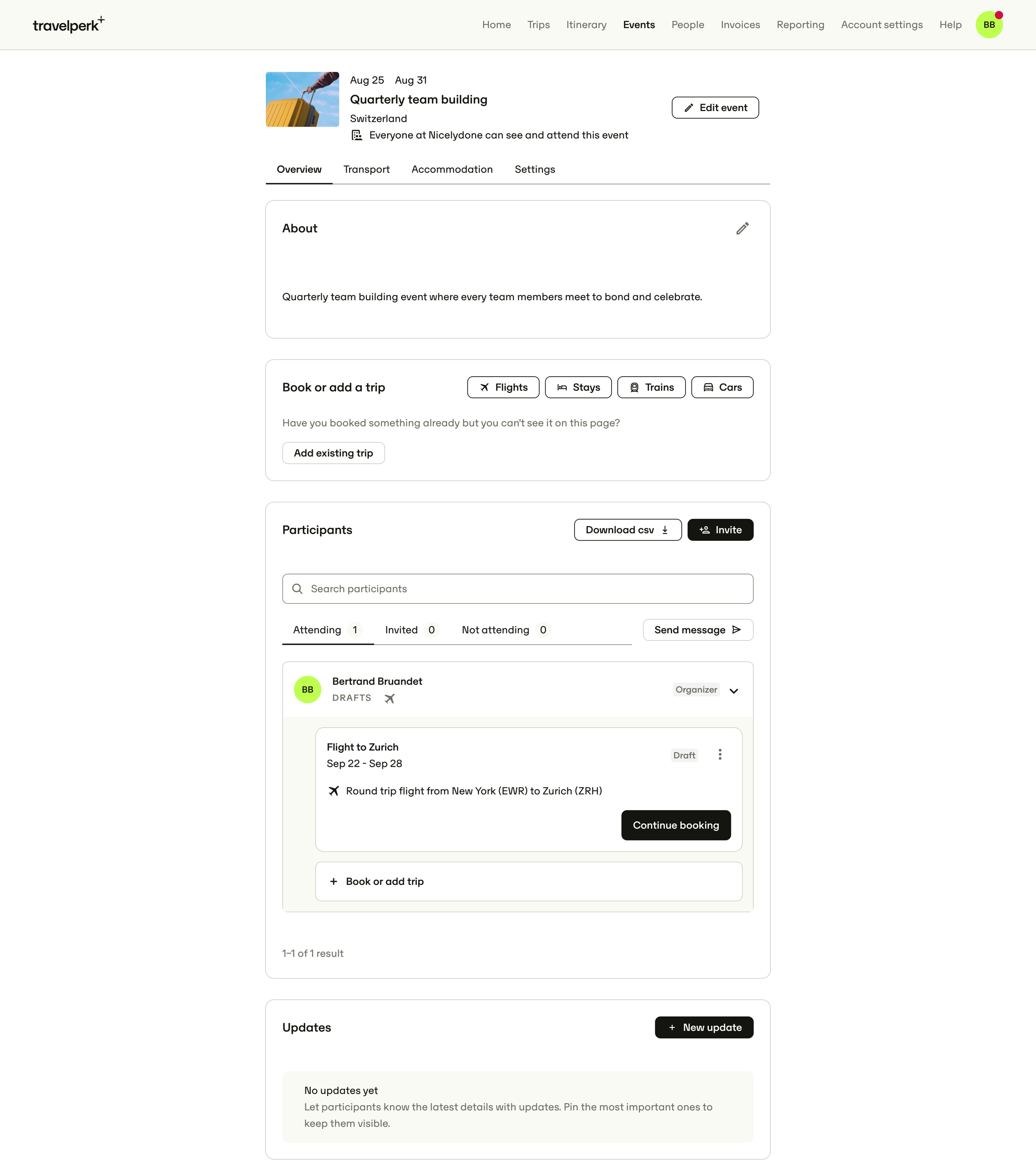Travelperk - Quarterly team building — TravelPerk screen