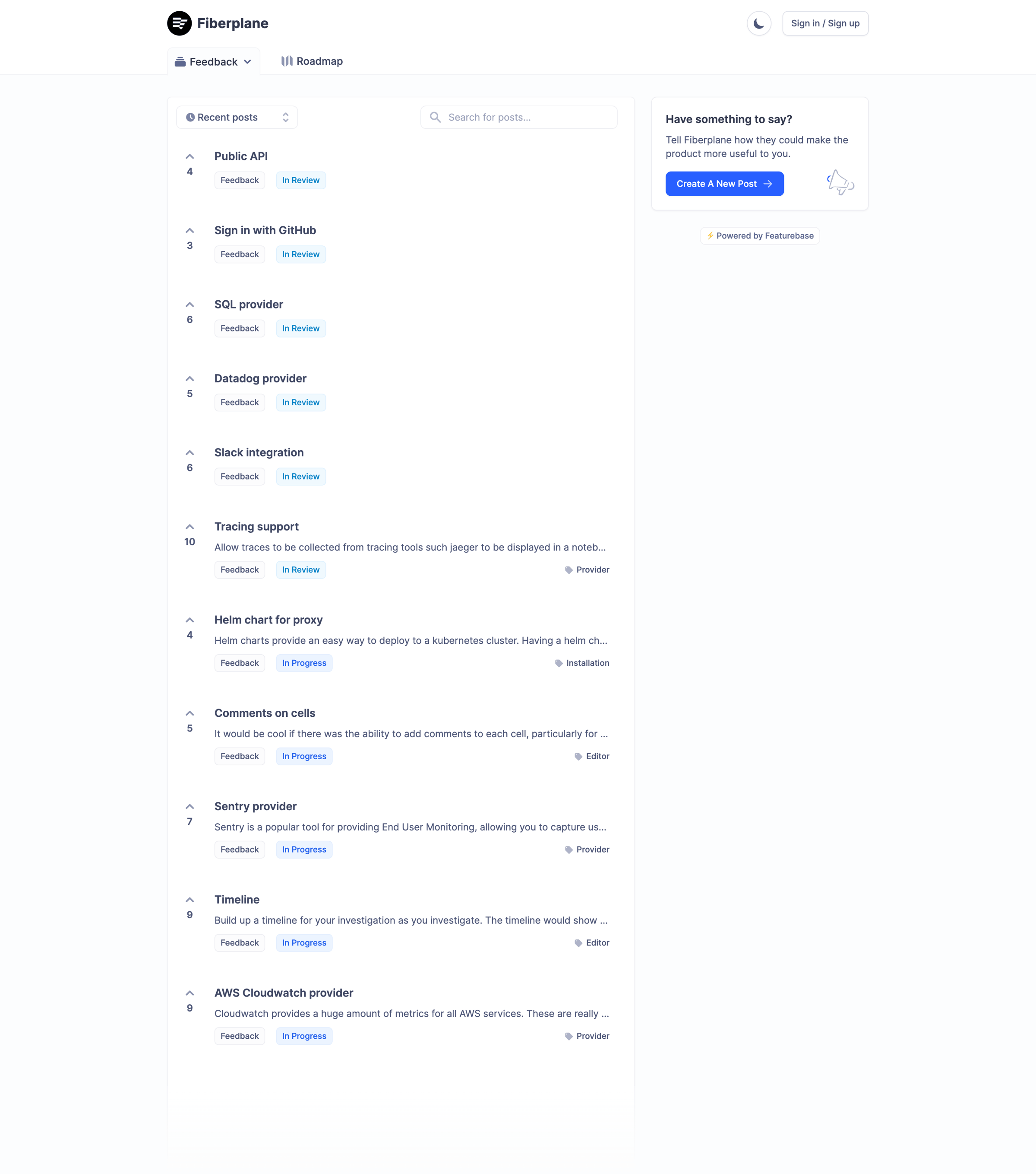 Fiberplane - Feedback - Fiberplane screen