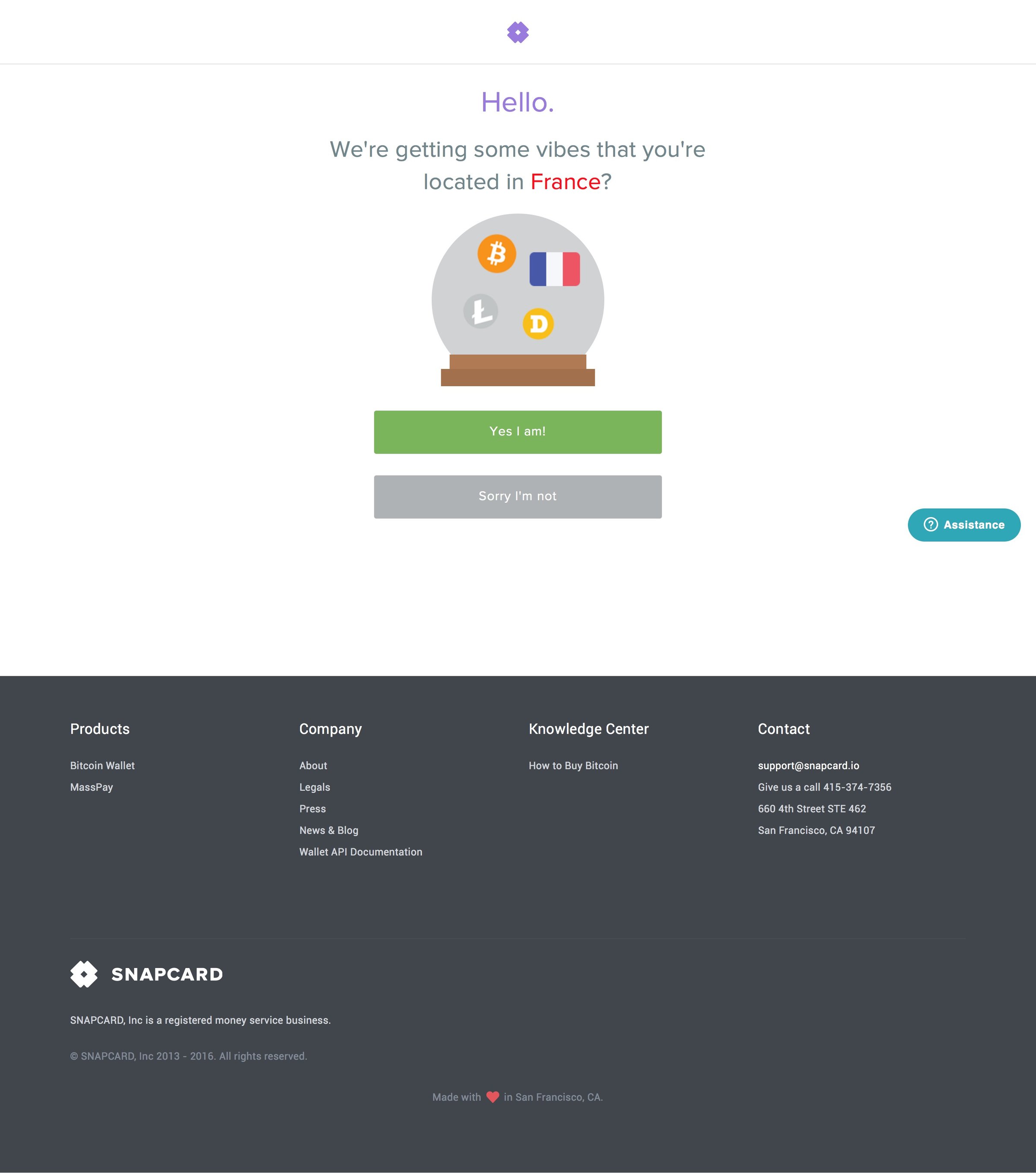 Snapcard - Sign up screen
