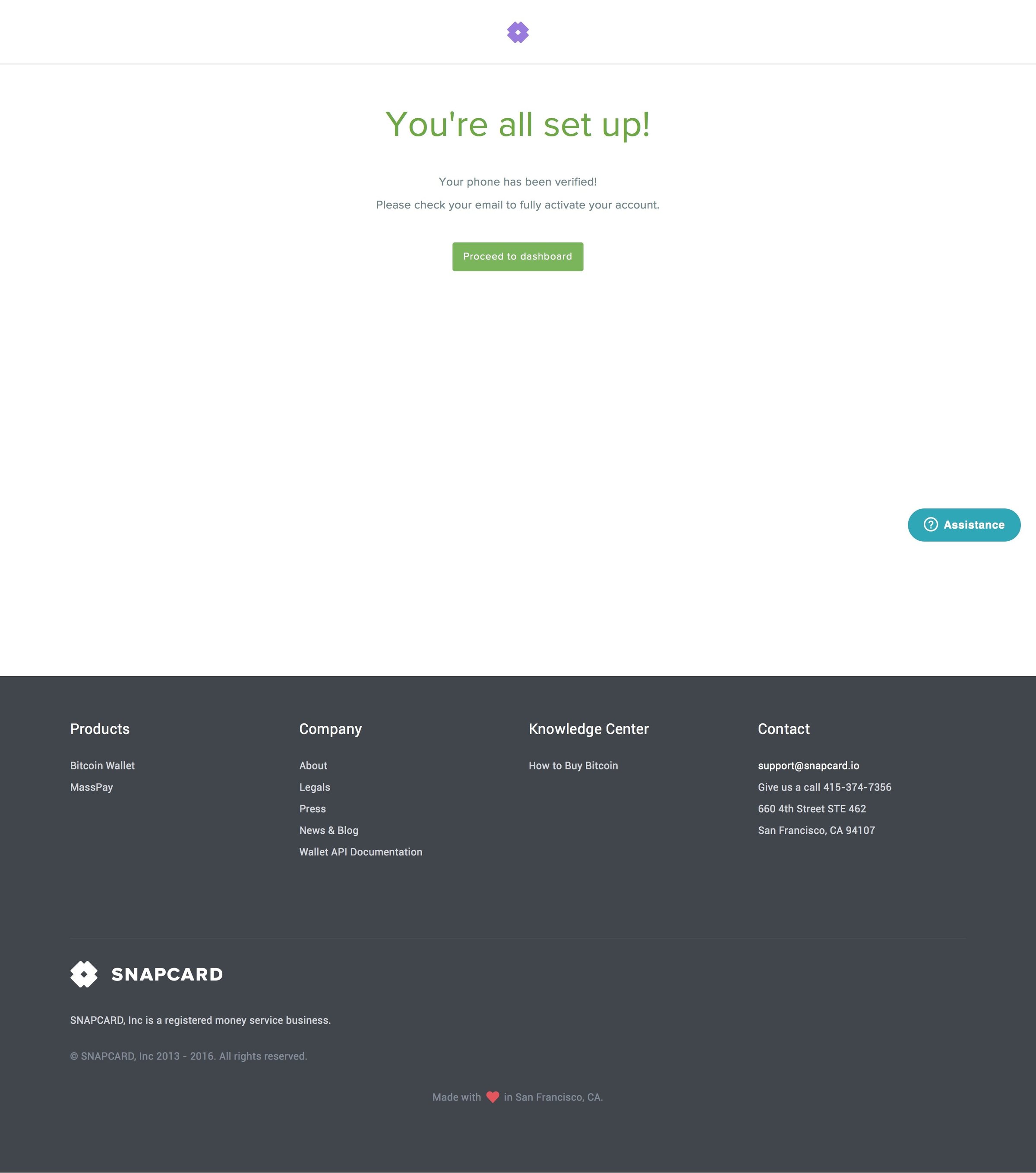 Snapcard - Sign up screen
