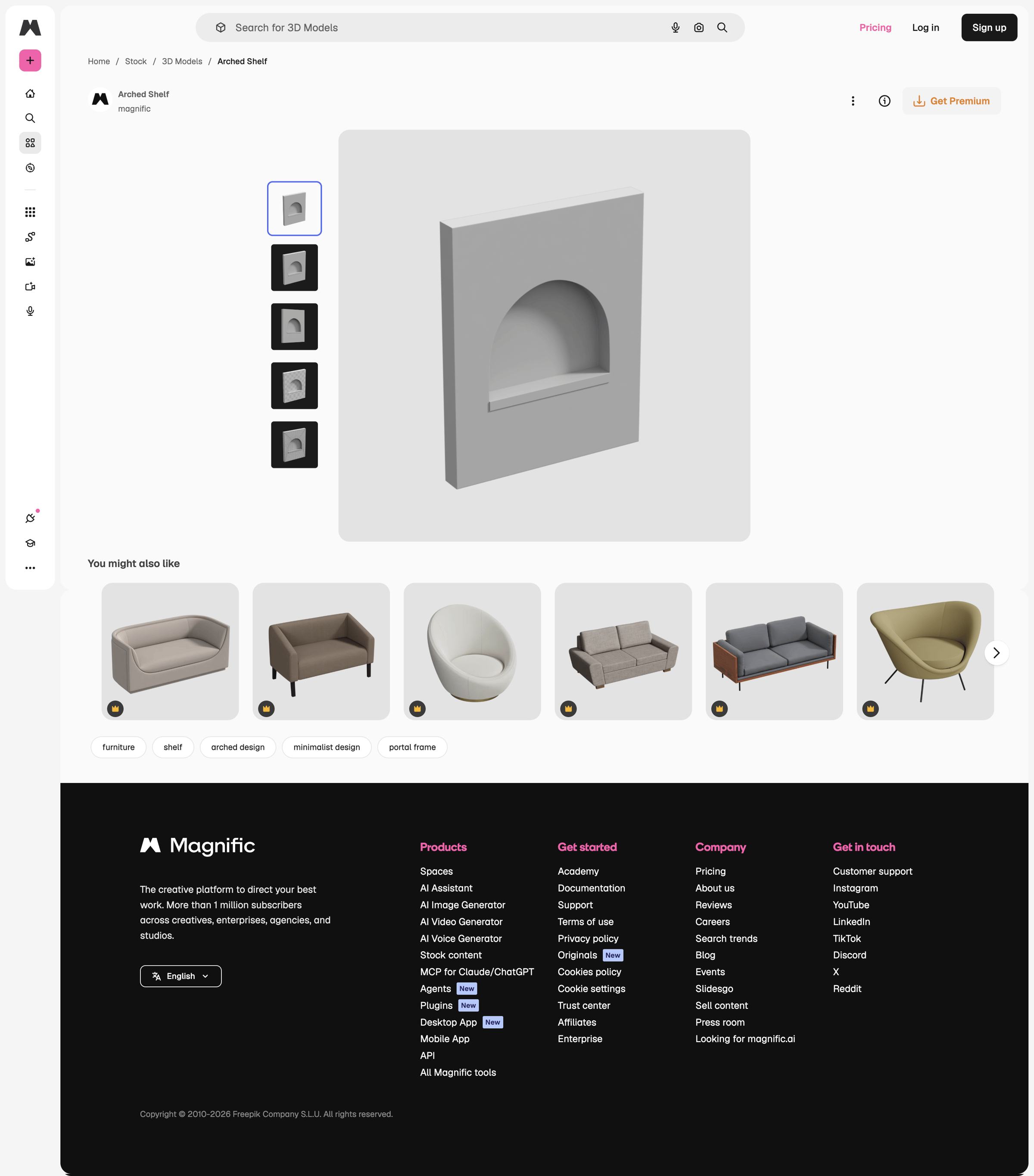 Magnific - Arched Shelf | Premium 3D model screen