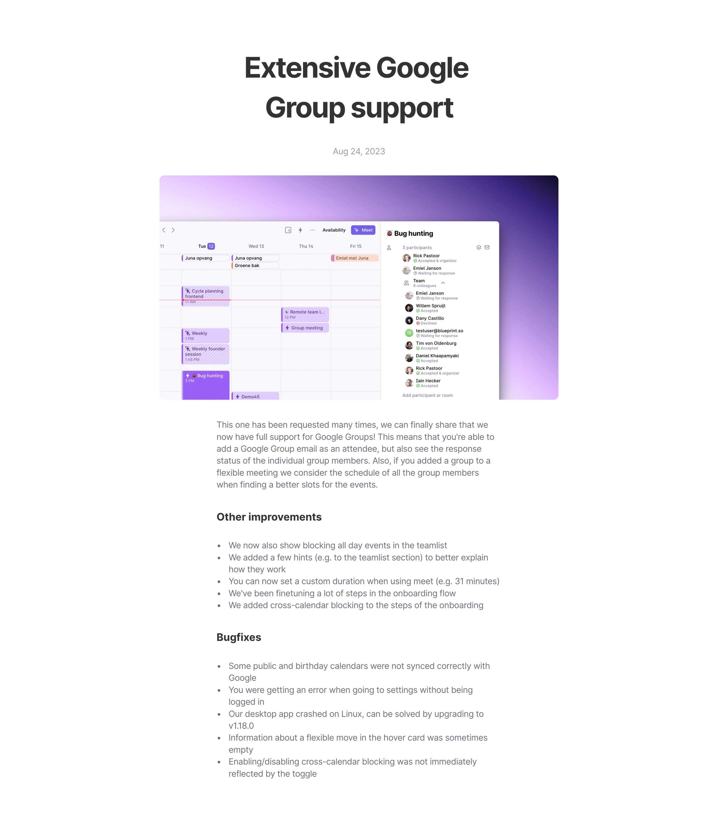 Rise - Extensive Google Group support - Updates screen