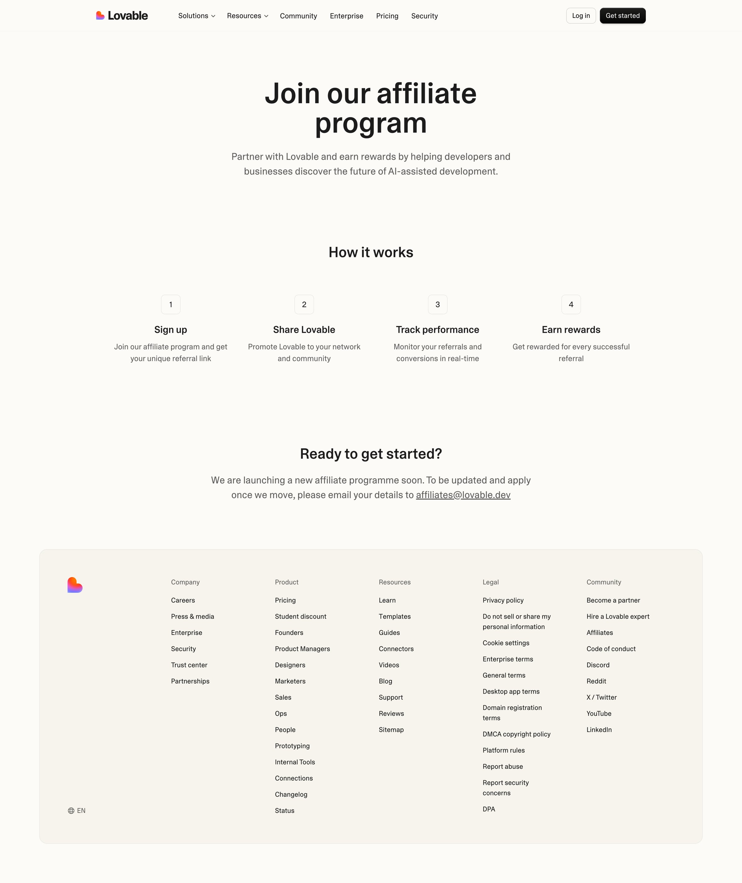 Lovable - Become a Lovable Affiliate Lovable screen