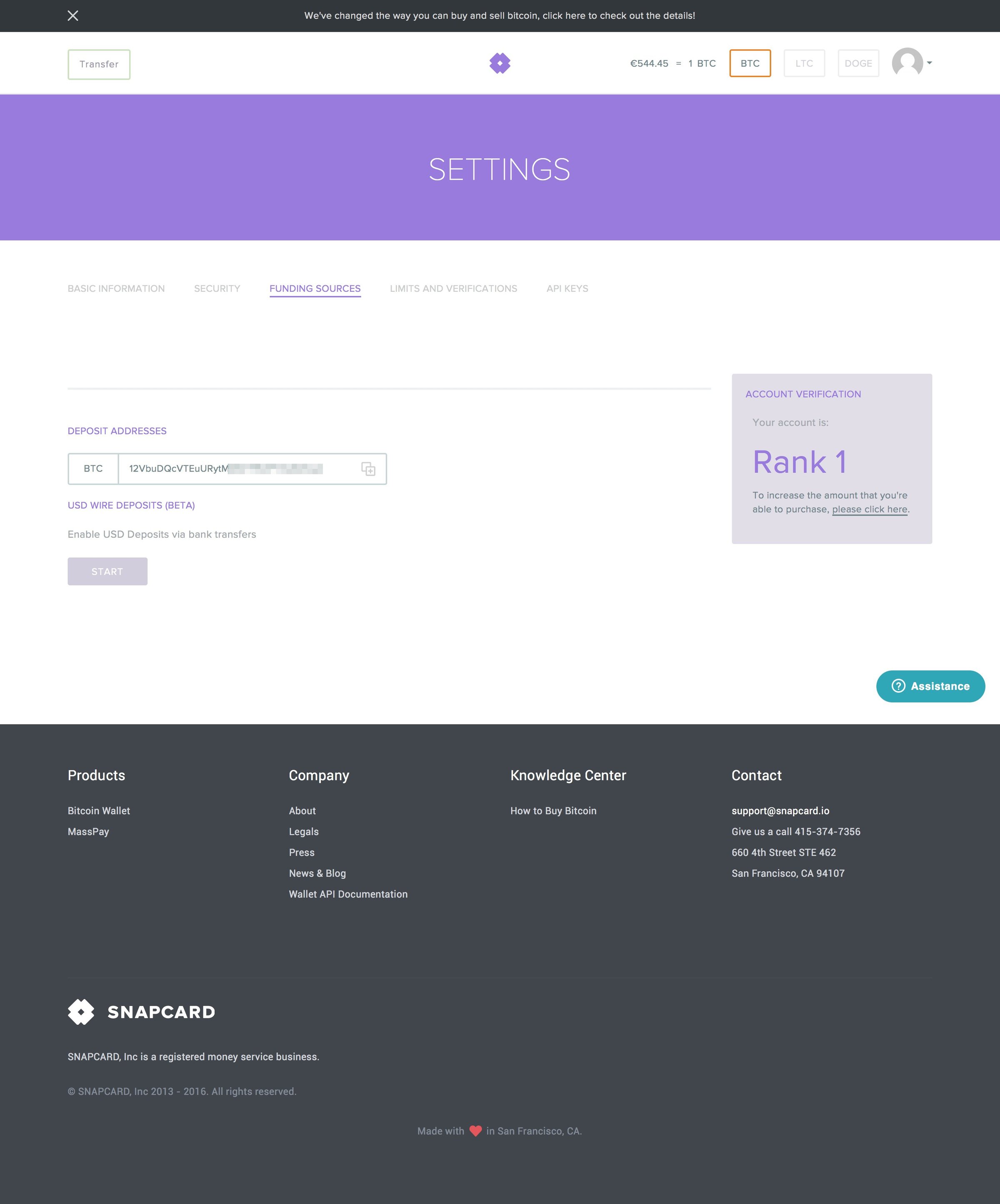 Snapcard - Settings screen