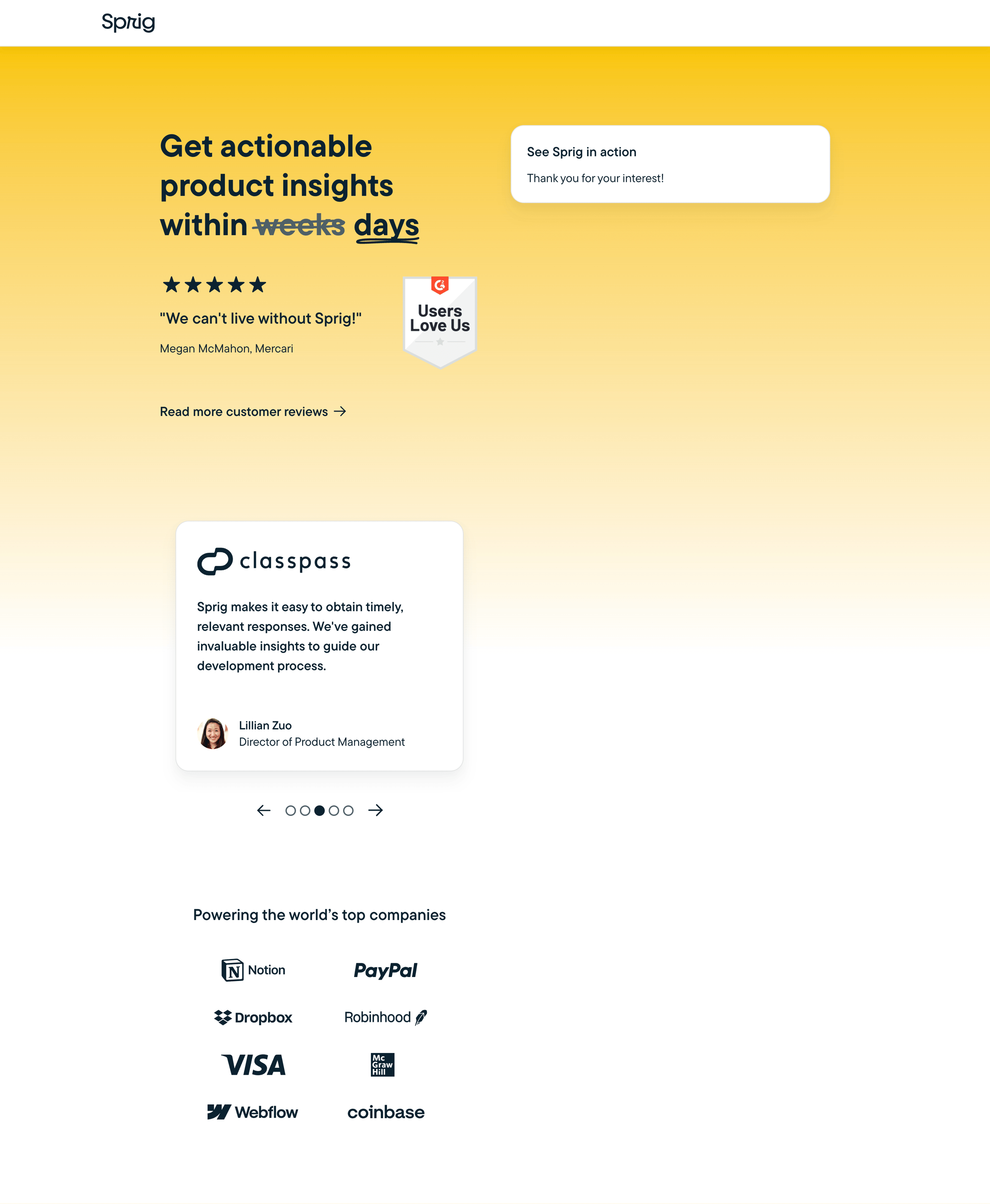 Take a Product Tour of Sprigs Product Experience Insights Platfor from Sprig