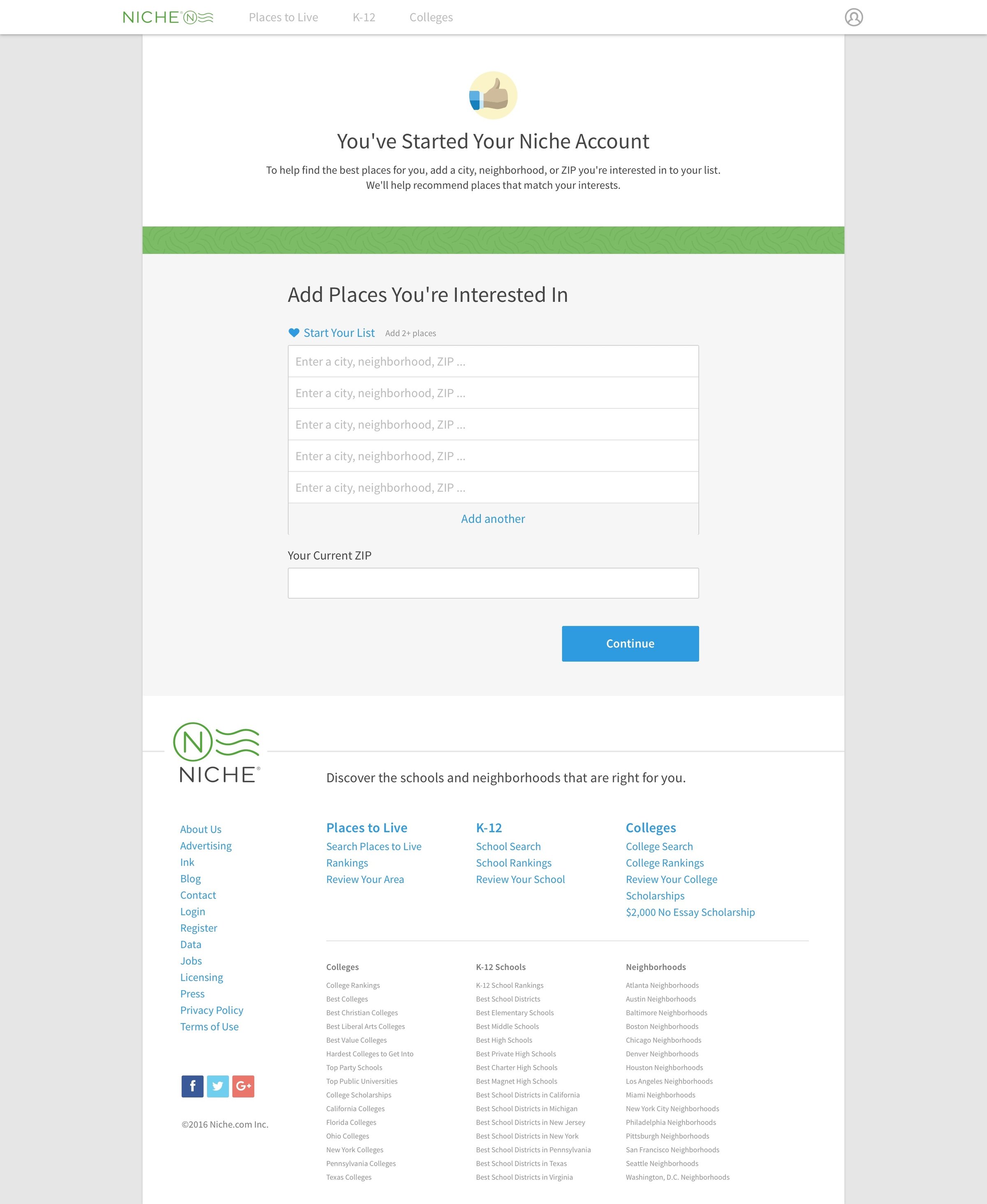 Niche - Onboarding screen
