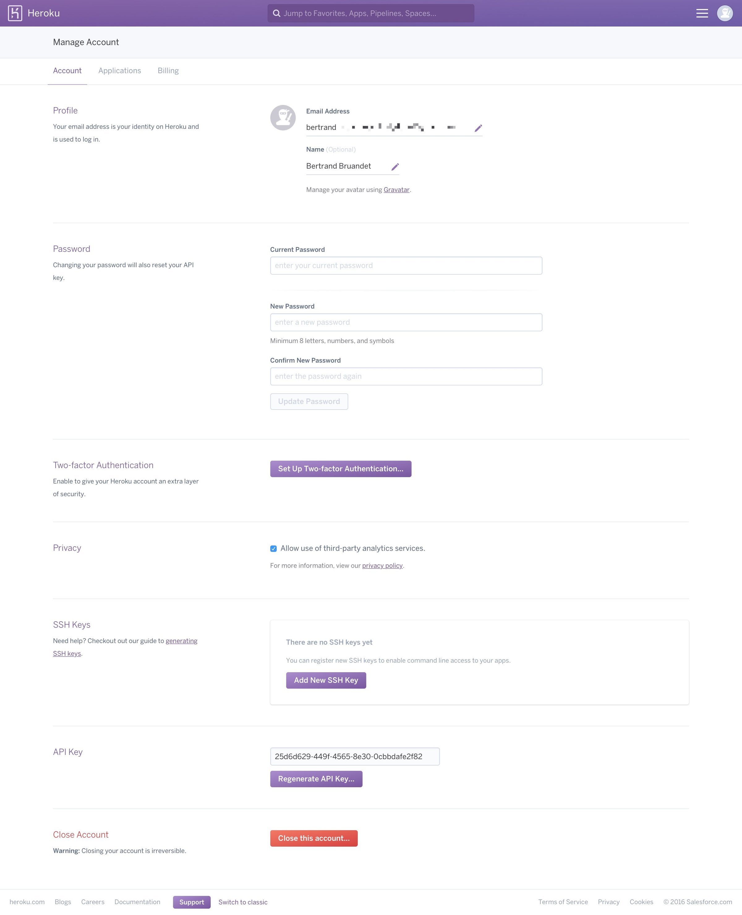 Settings from Heroku