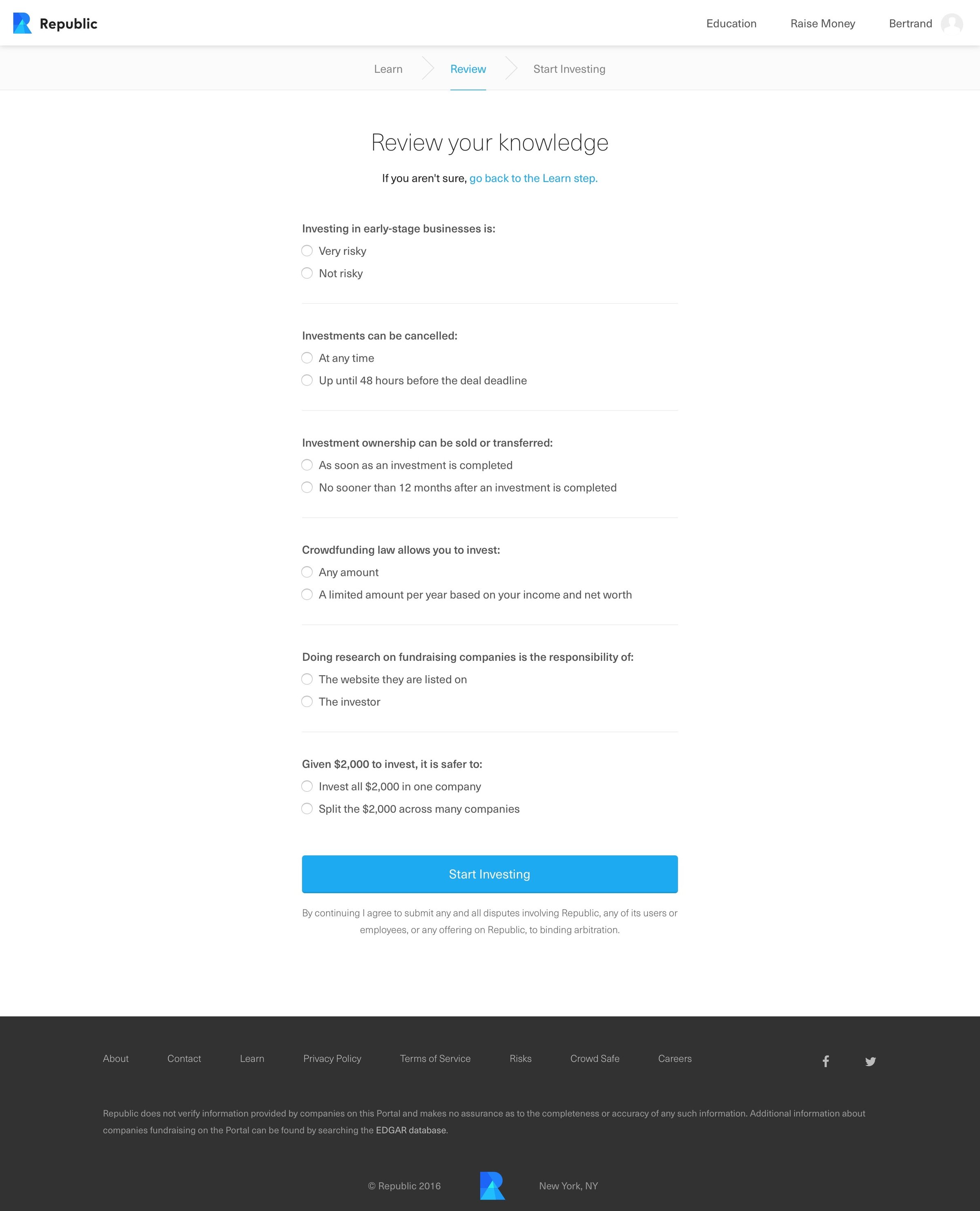 Republic - Onboarding screen