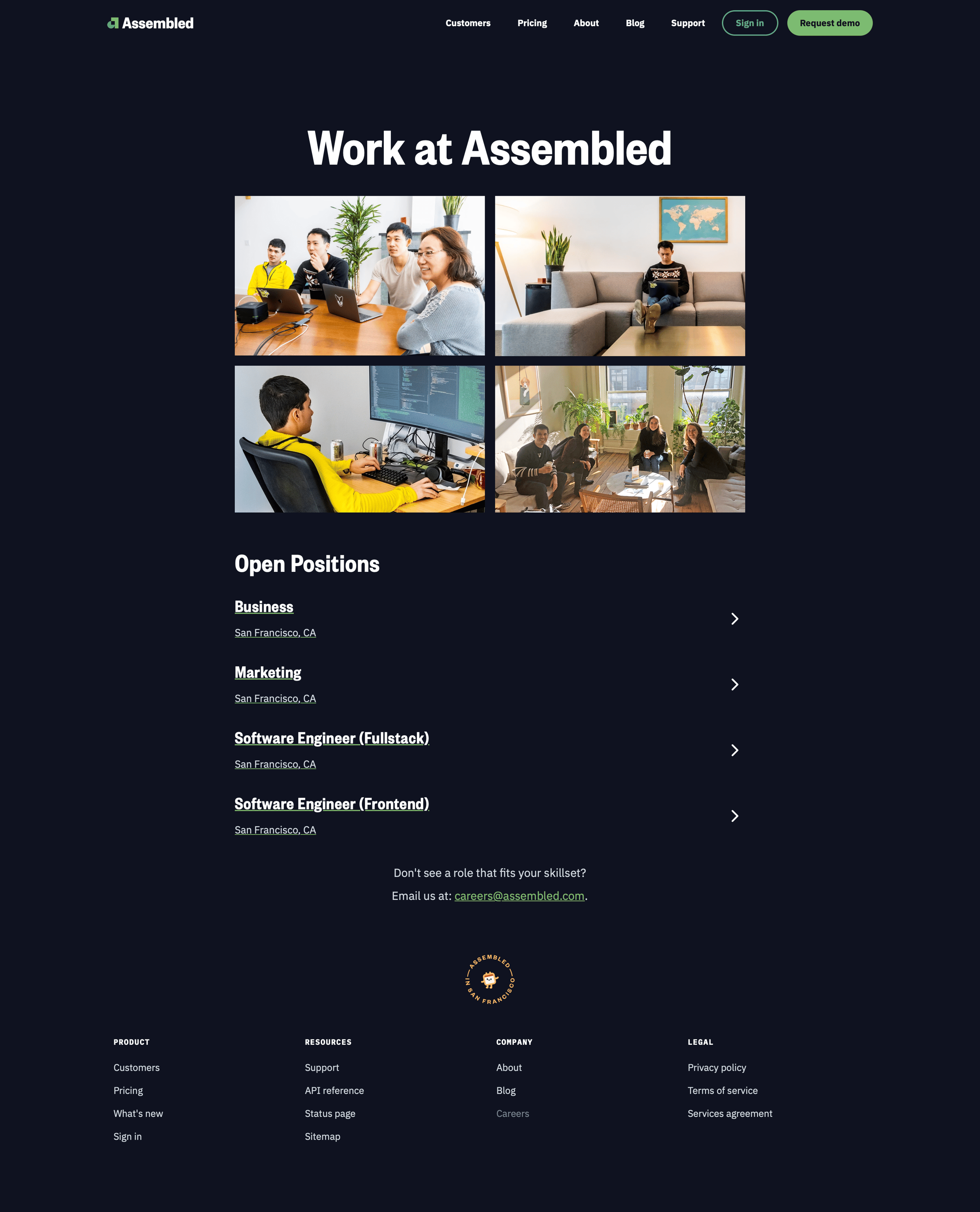 Assembled - Careers screen