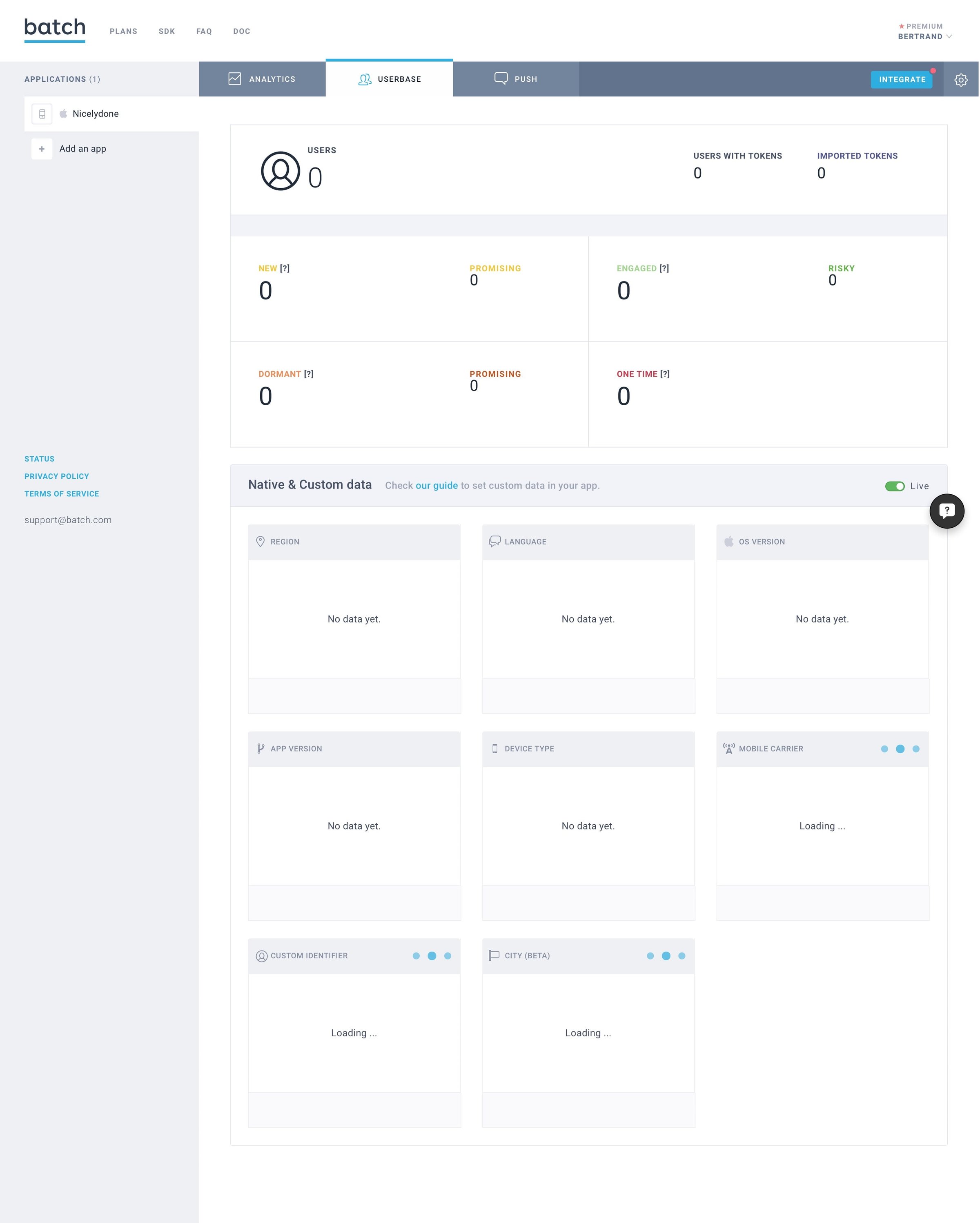 Batch - Dashboard screen