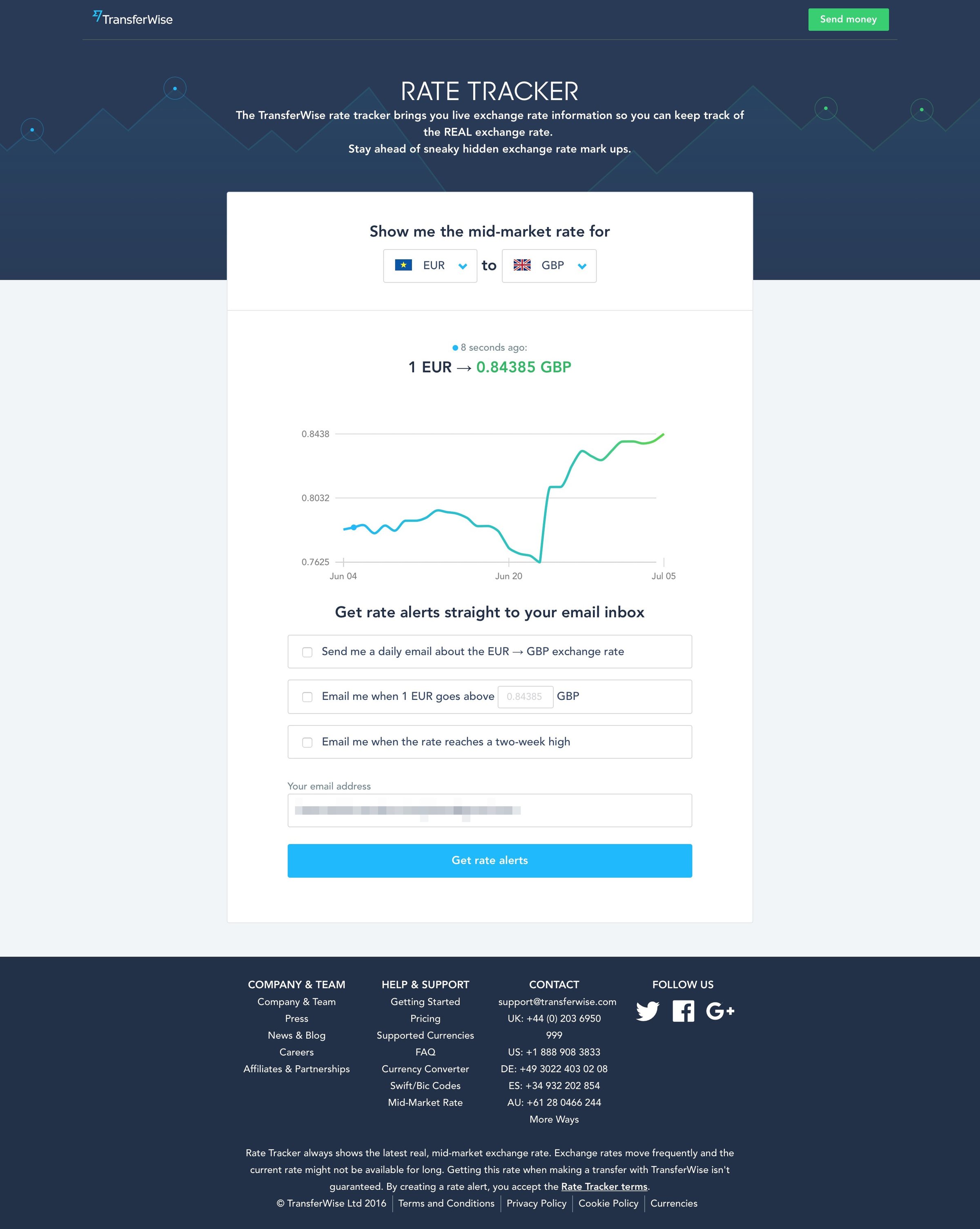 TransferWise - Dashboard screen