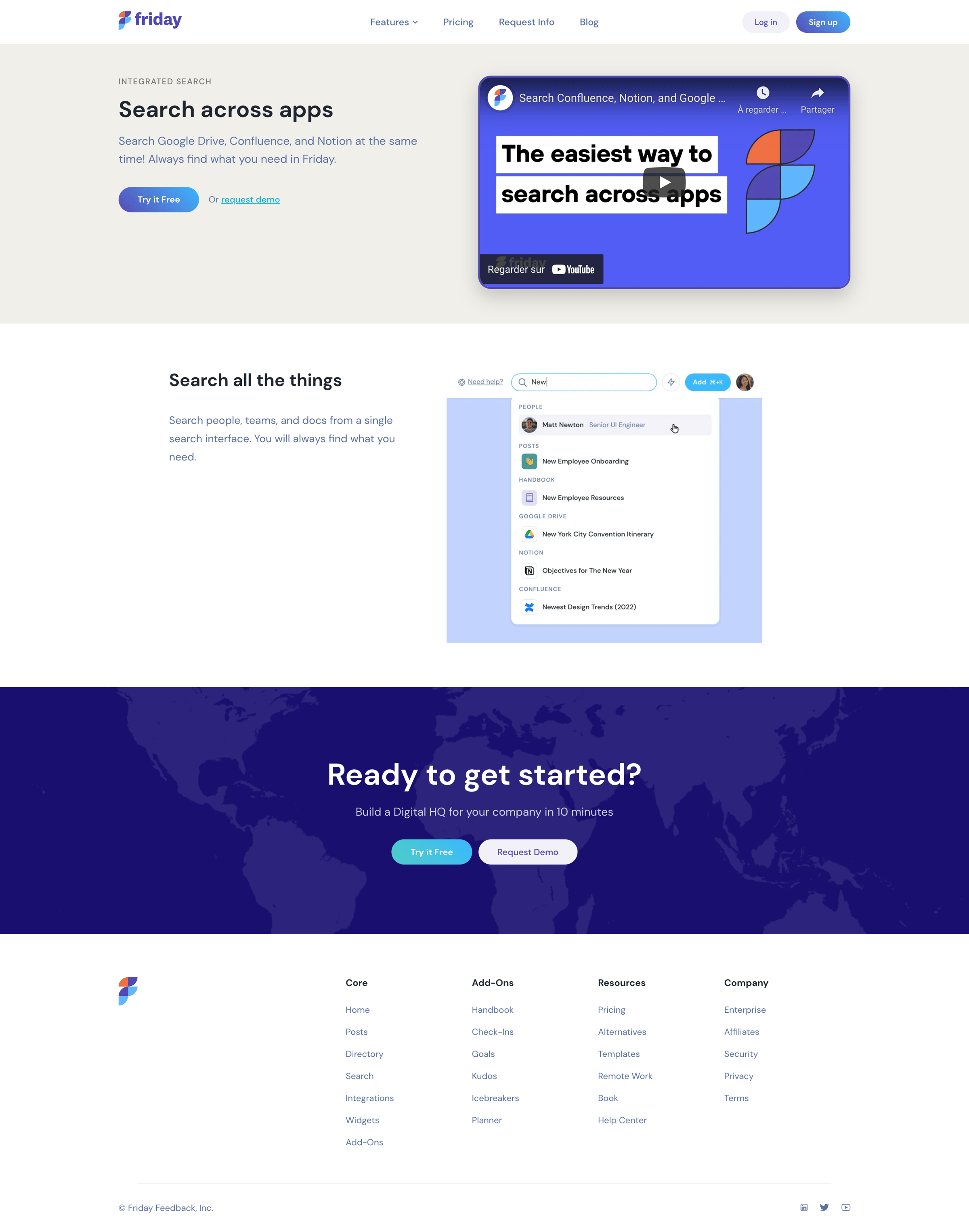 Friday - Search across apps | Friday.app screen
