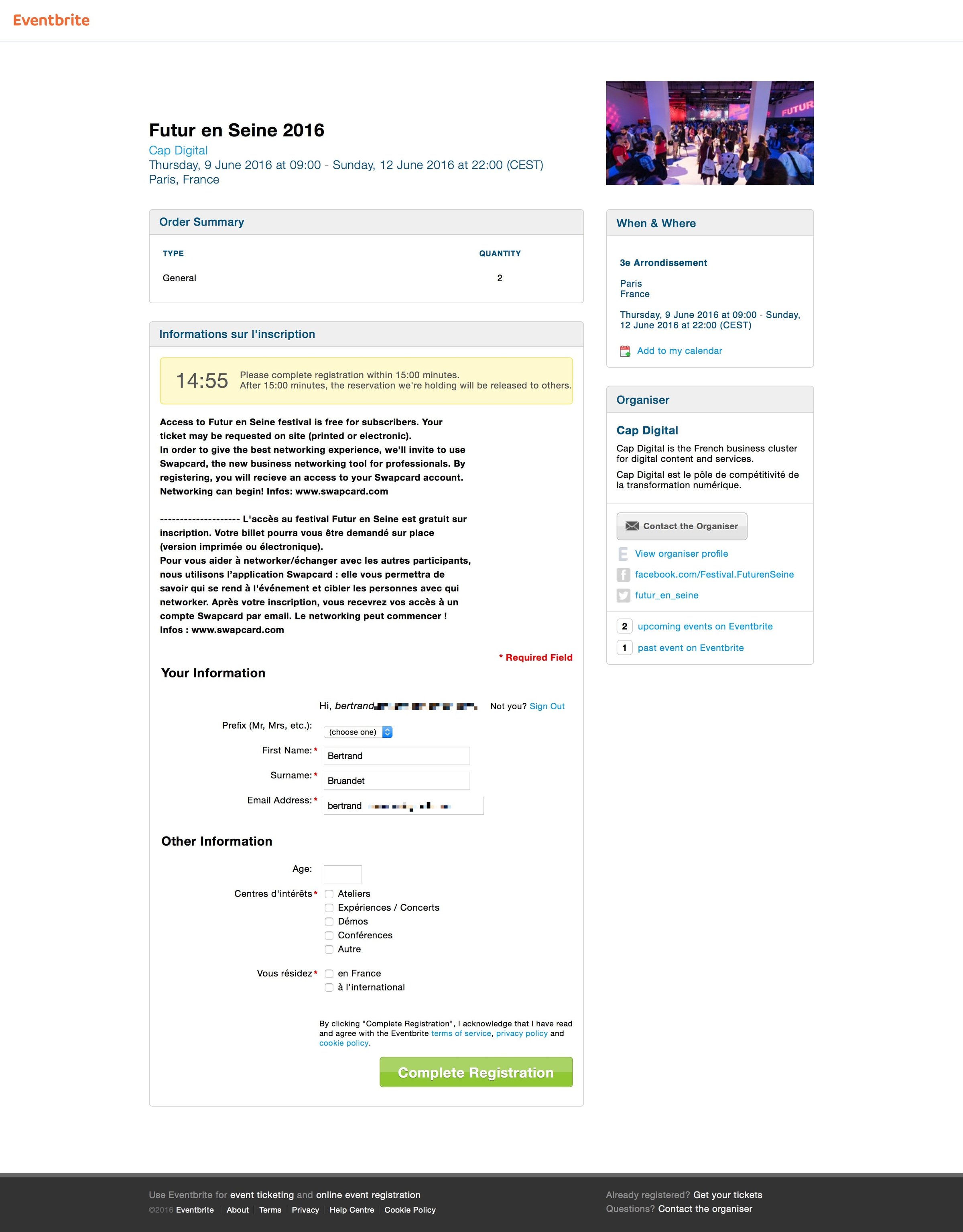 Eventbrite - Checkout screen