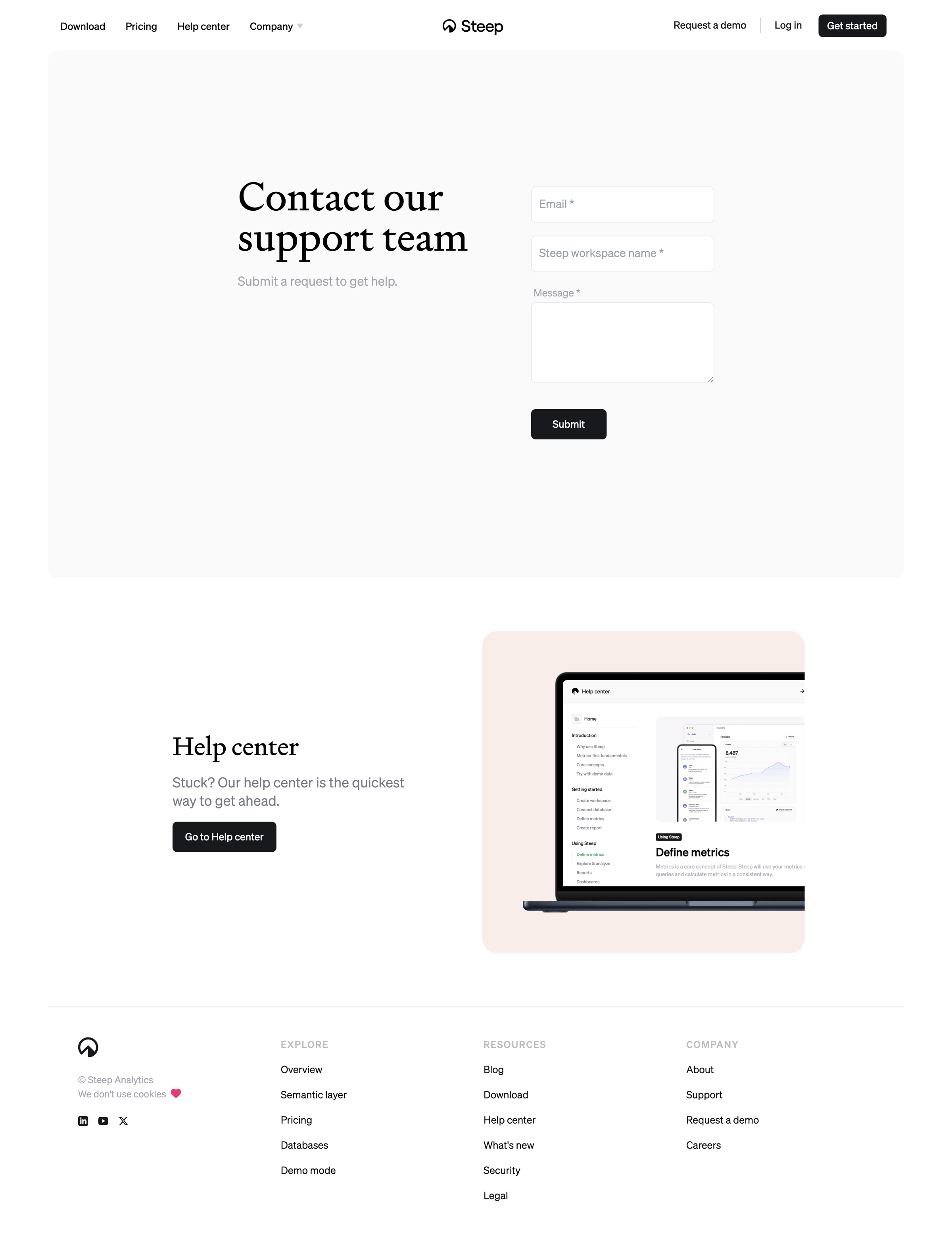 Steep - Steep - Contact support screen