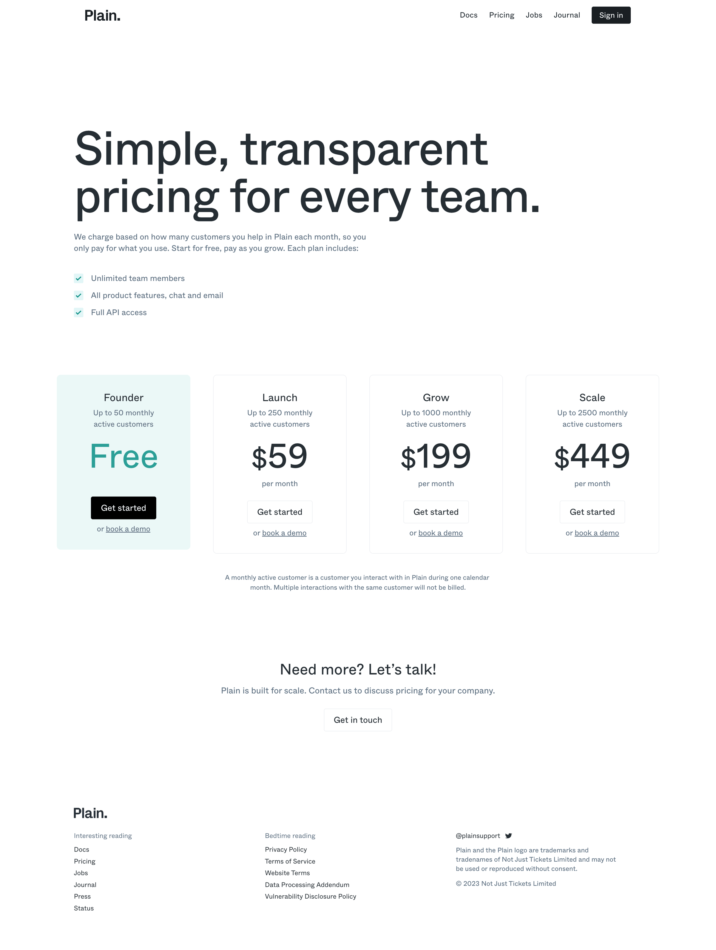 Plain - Plain - Pricing screen