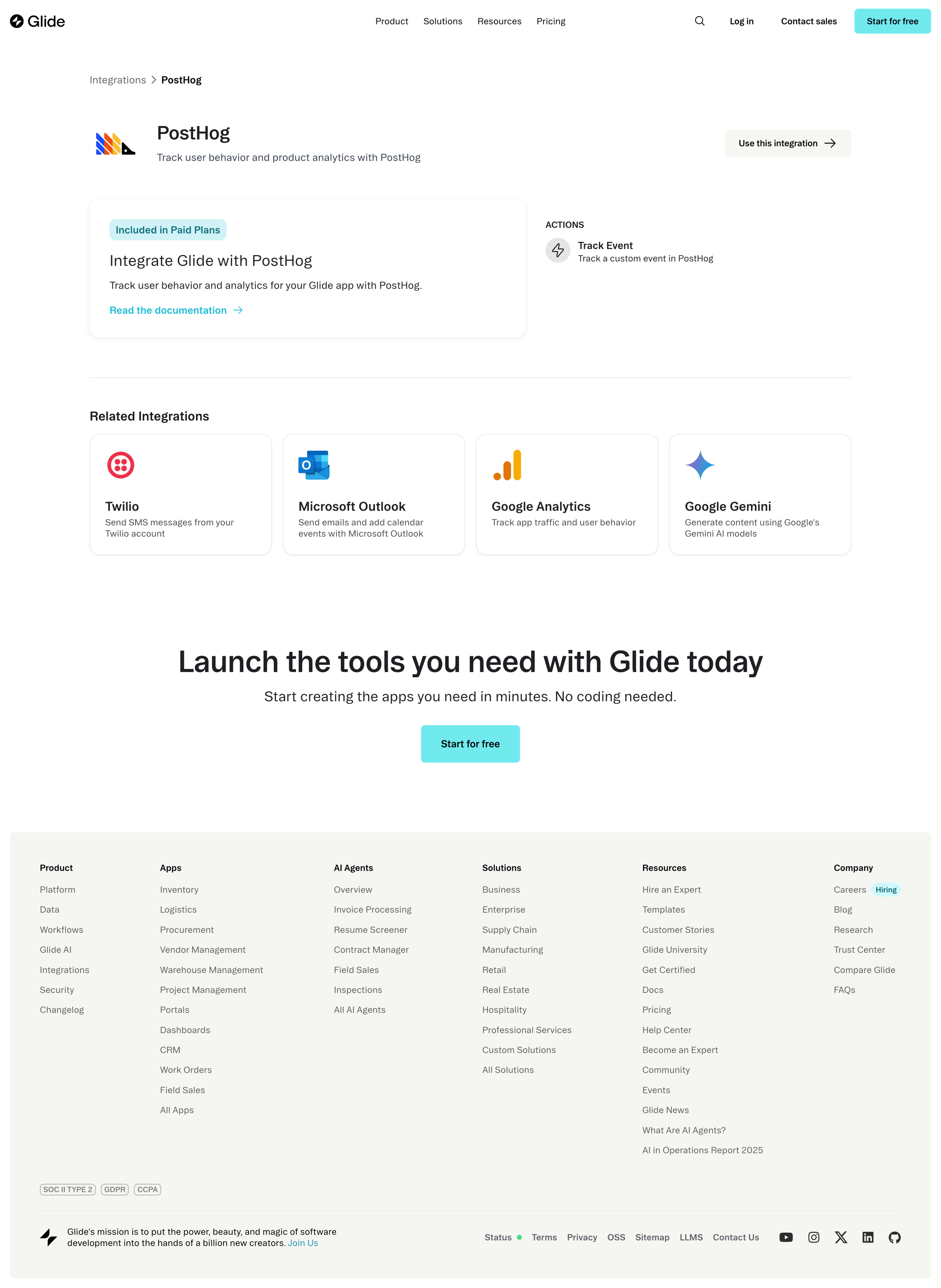 Glide - PostHog Integration Glide screen