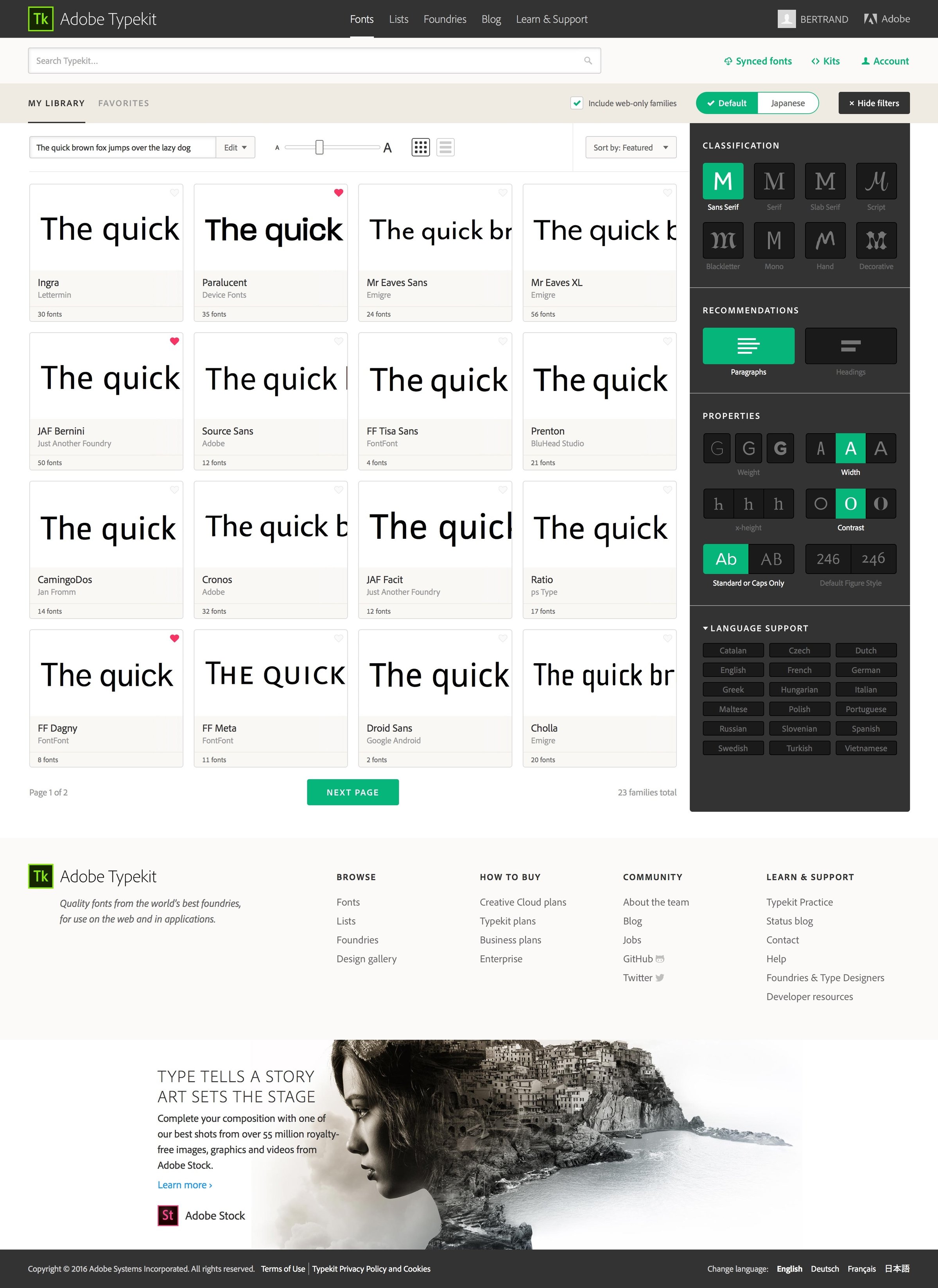 Typekit - Home grid screen