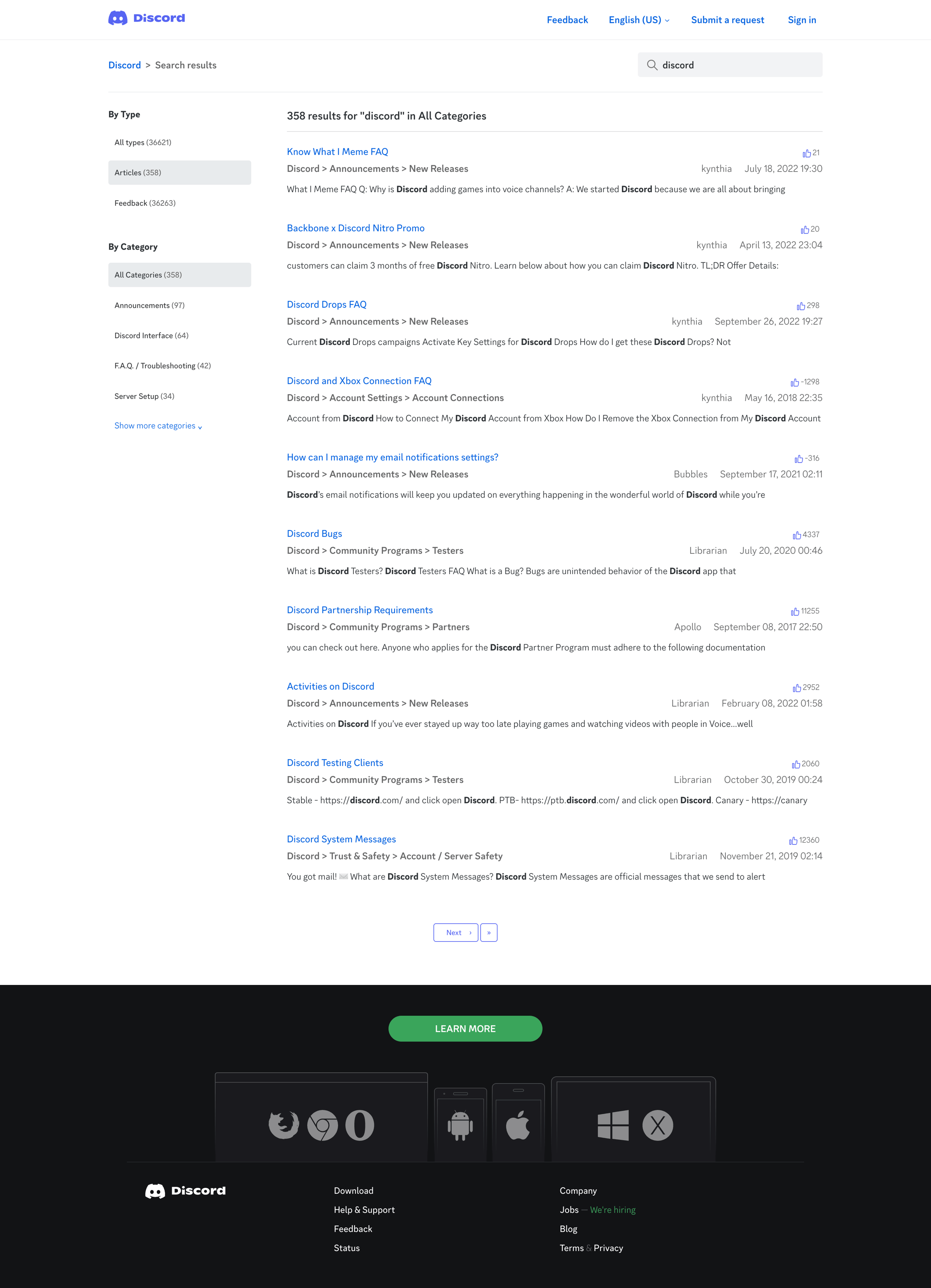 Discord - Search results – Discord screen