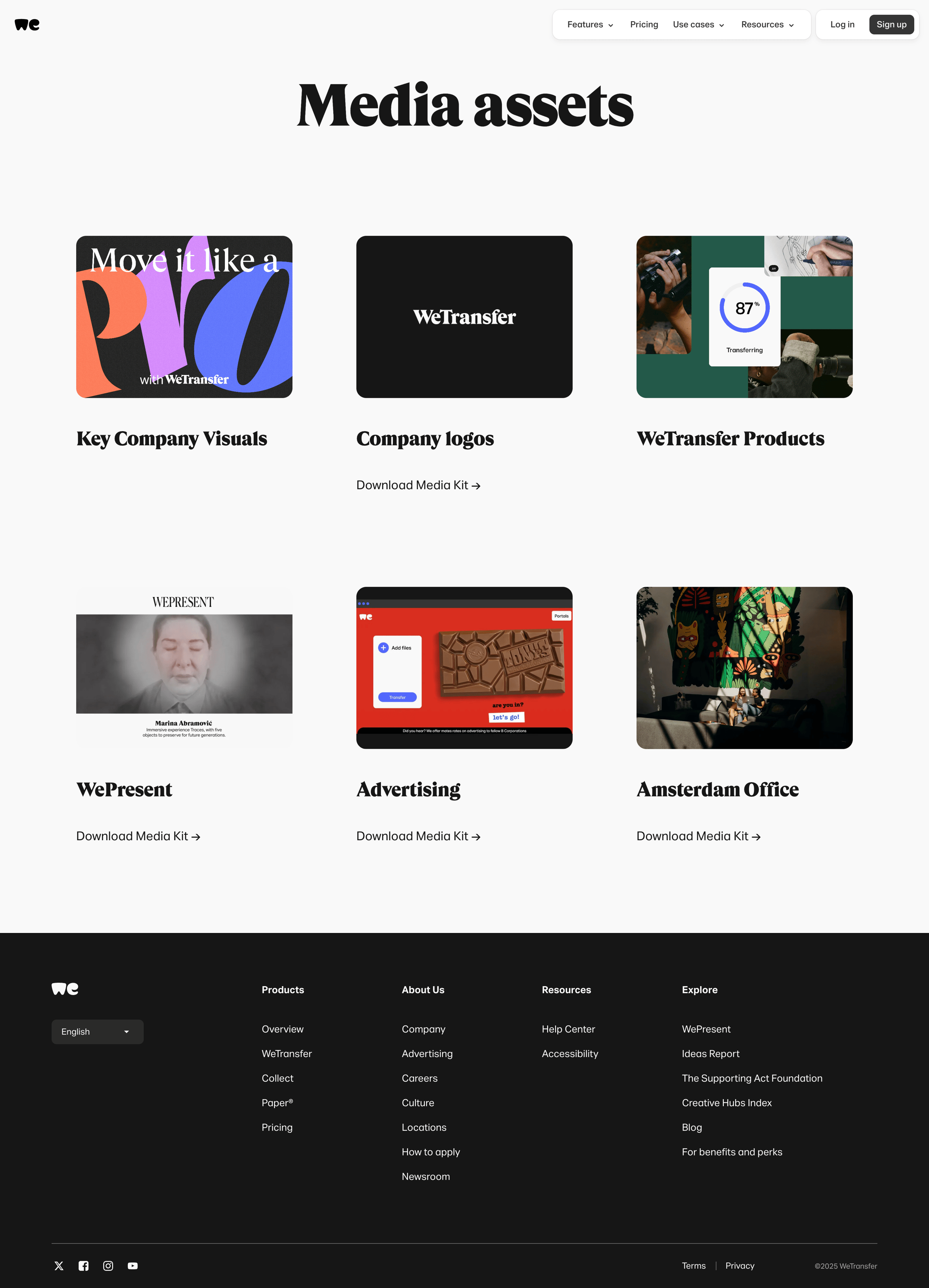 WeTransfer - Media assets | WeTransfer screen
