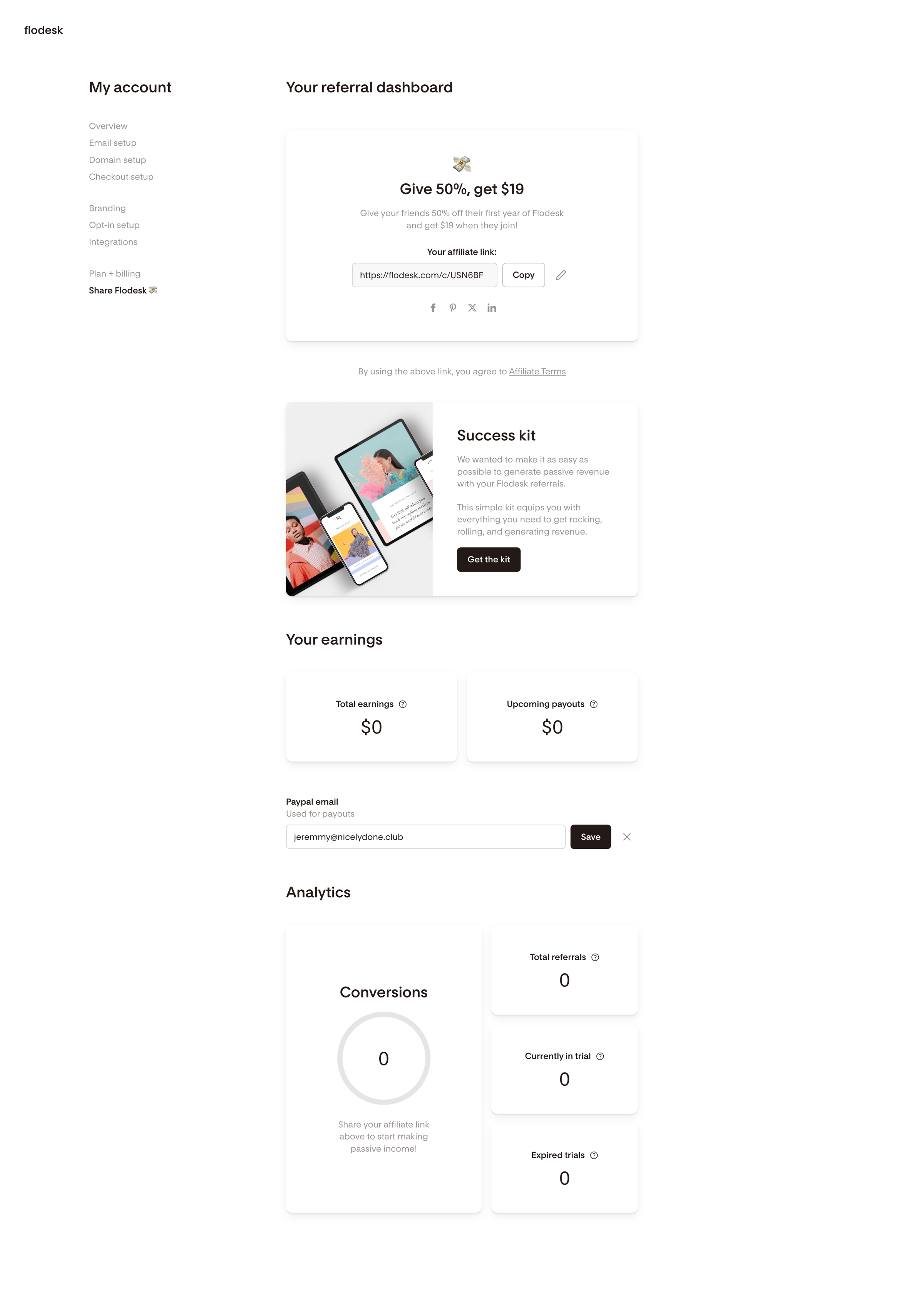 Flodesk - Share Flodesk | Flodesk screen
