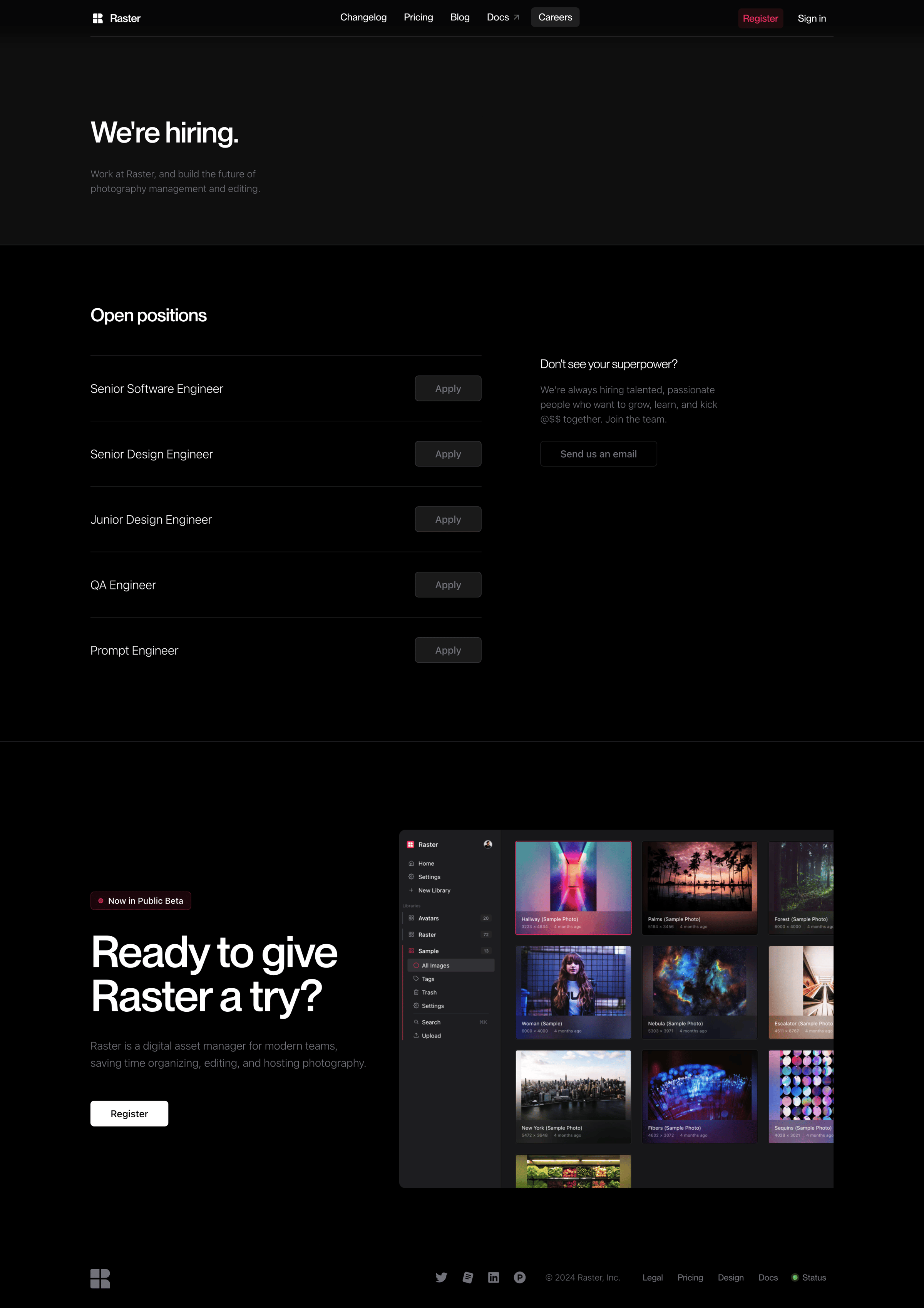 Raster - Careers at Raster screen