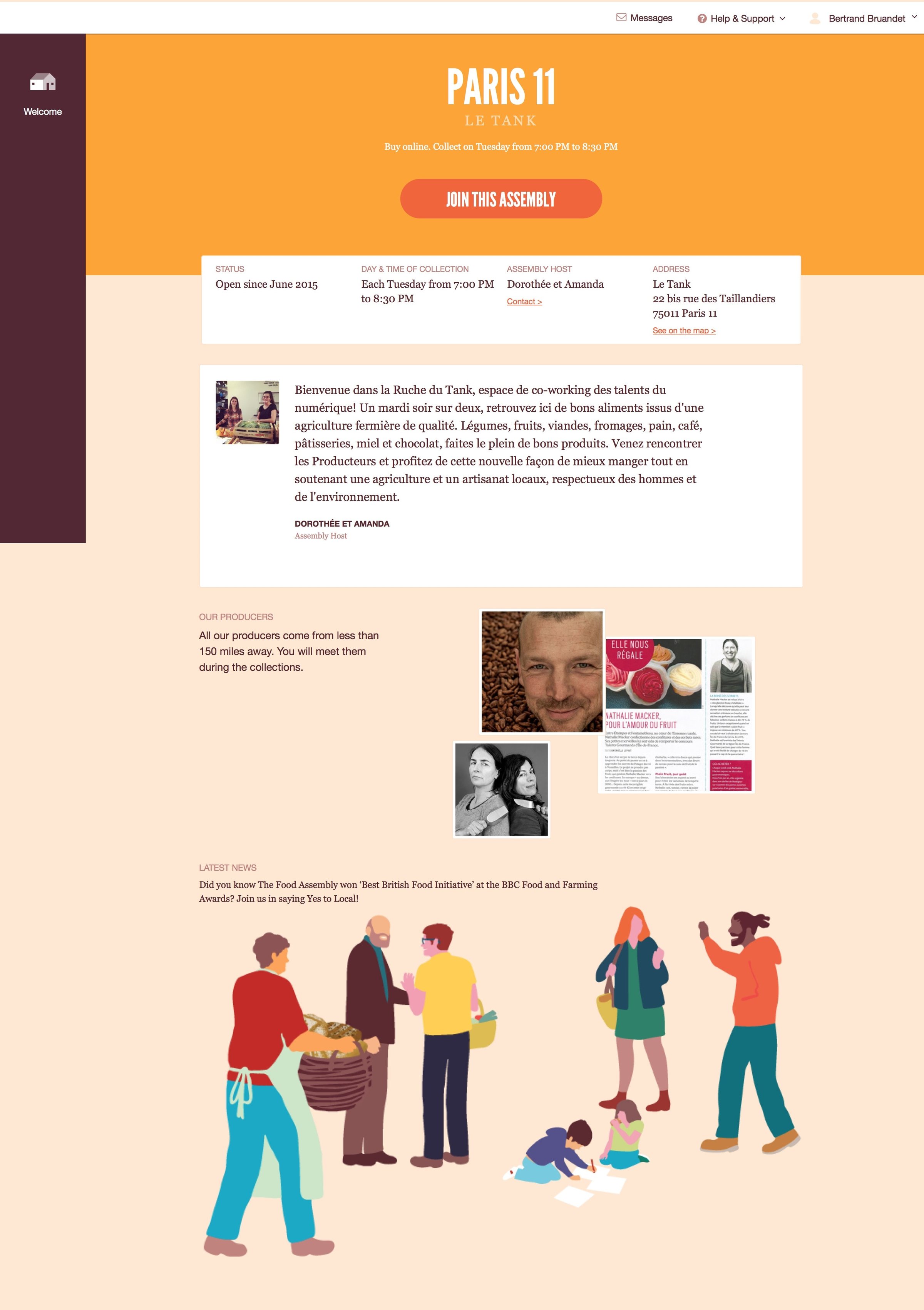 The food assembly - Assembly page screen