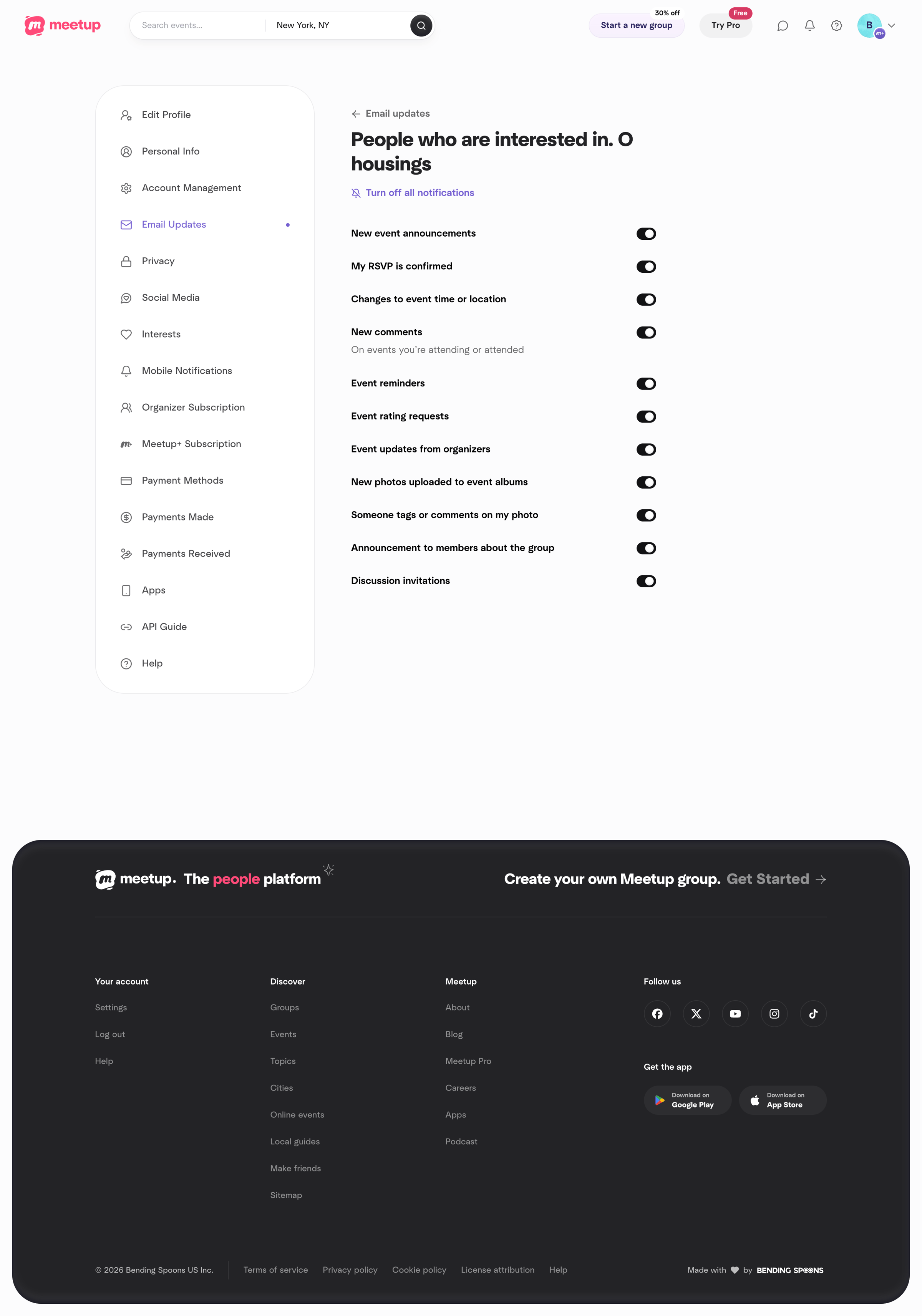 Meetup - People who are interested in. O housings screen