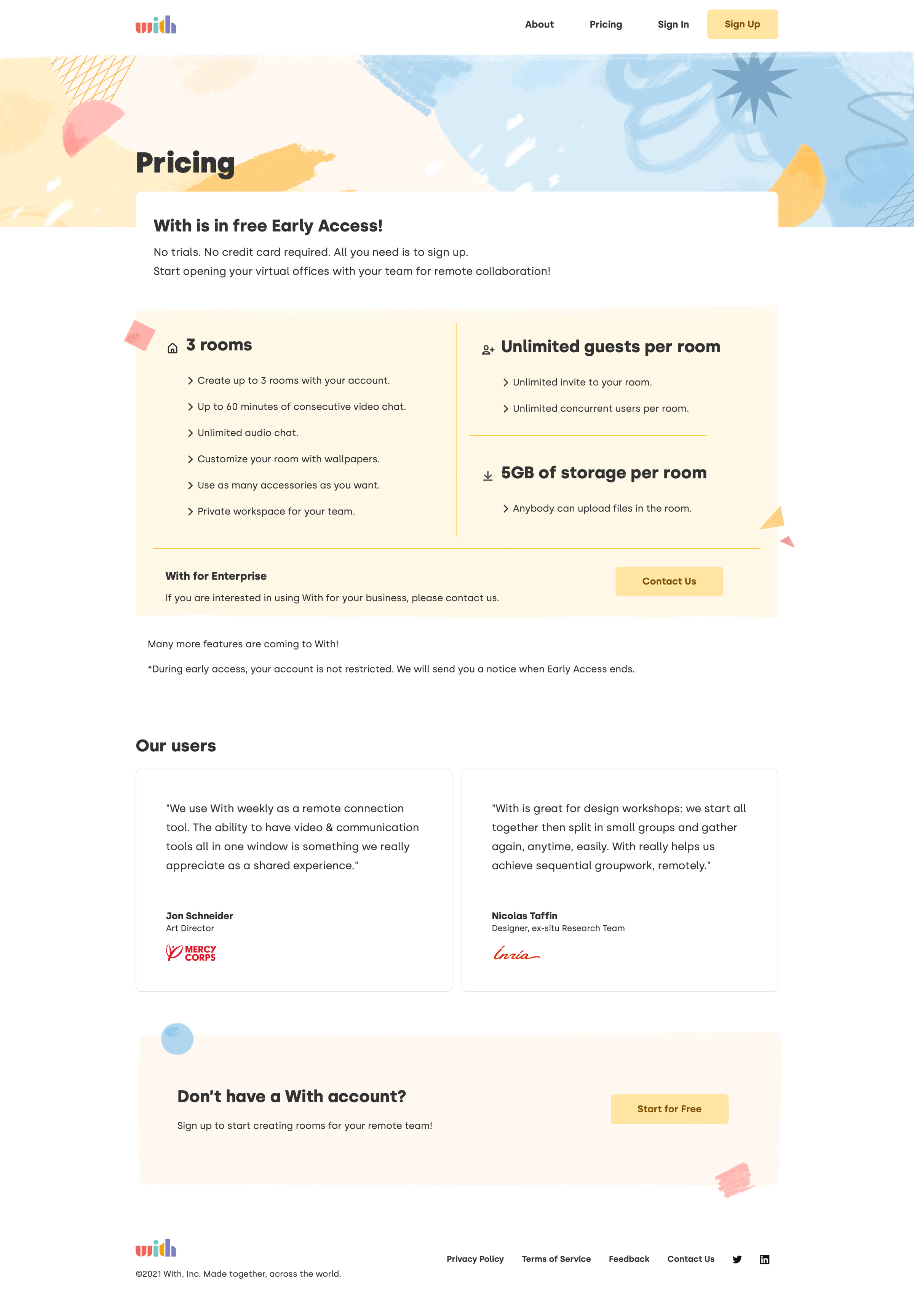 With - Pricing screen