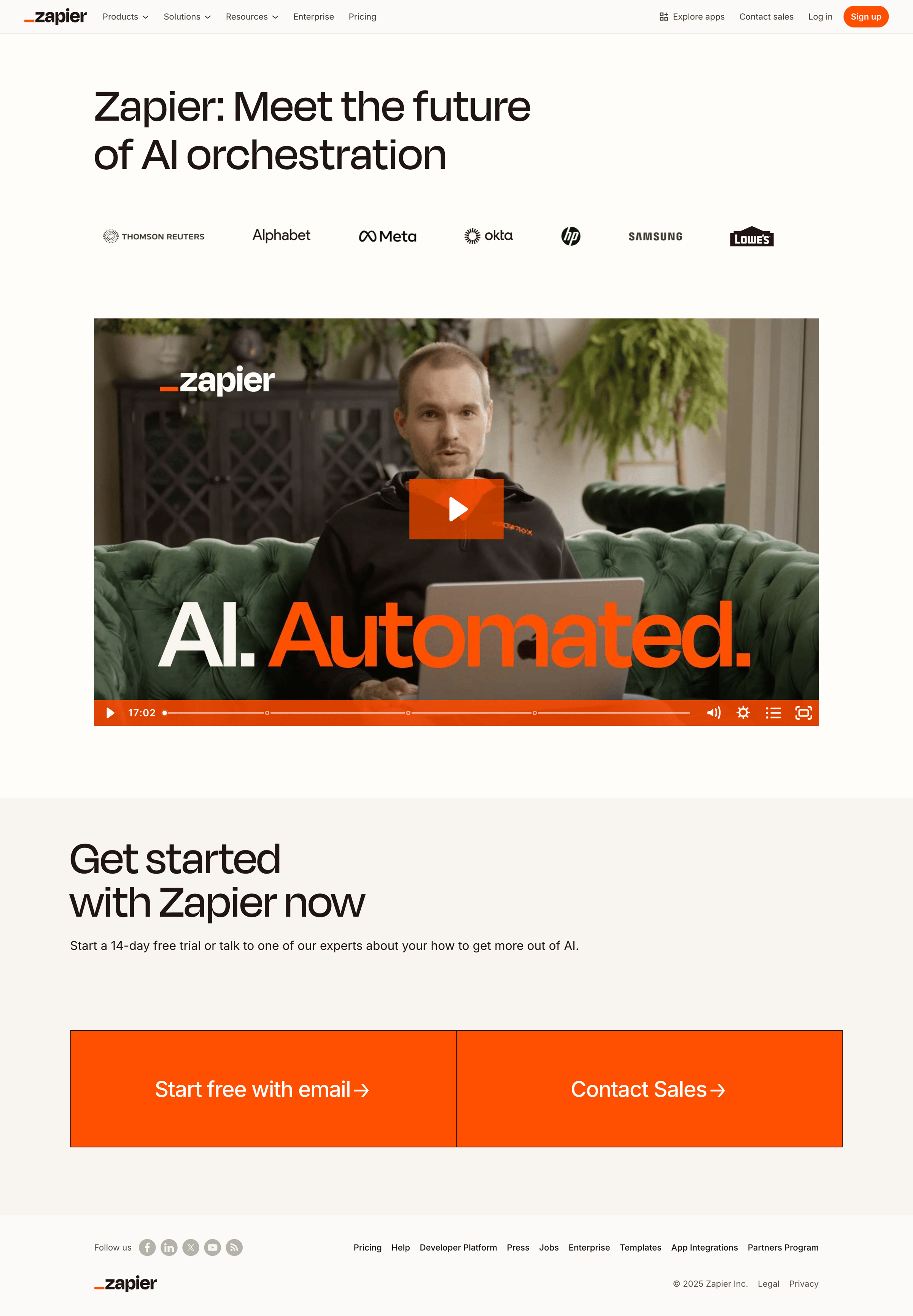 Zapier - Zapier Meet the future of AI orchestration screen