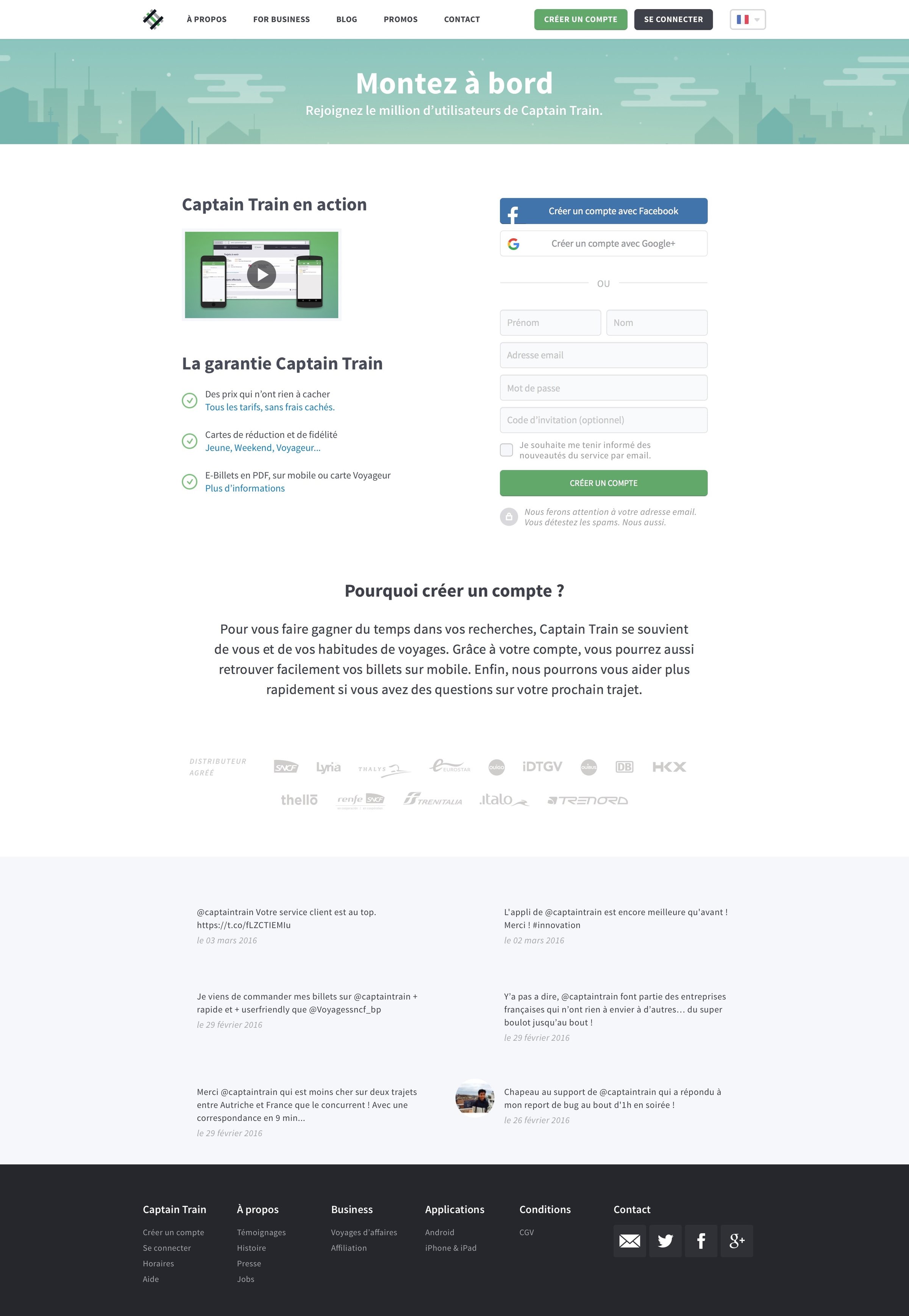 Captain Train - Sign up screen