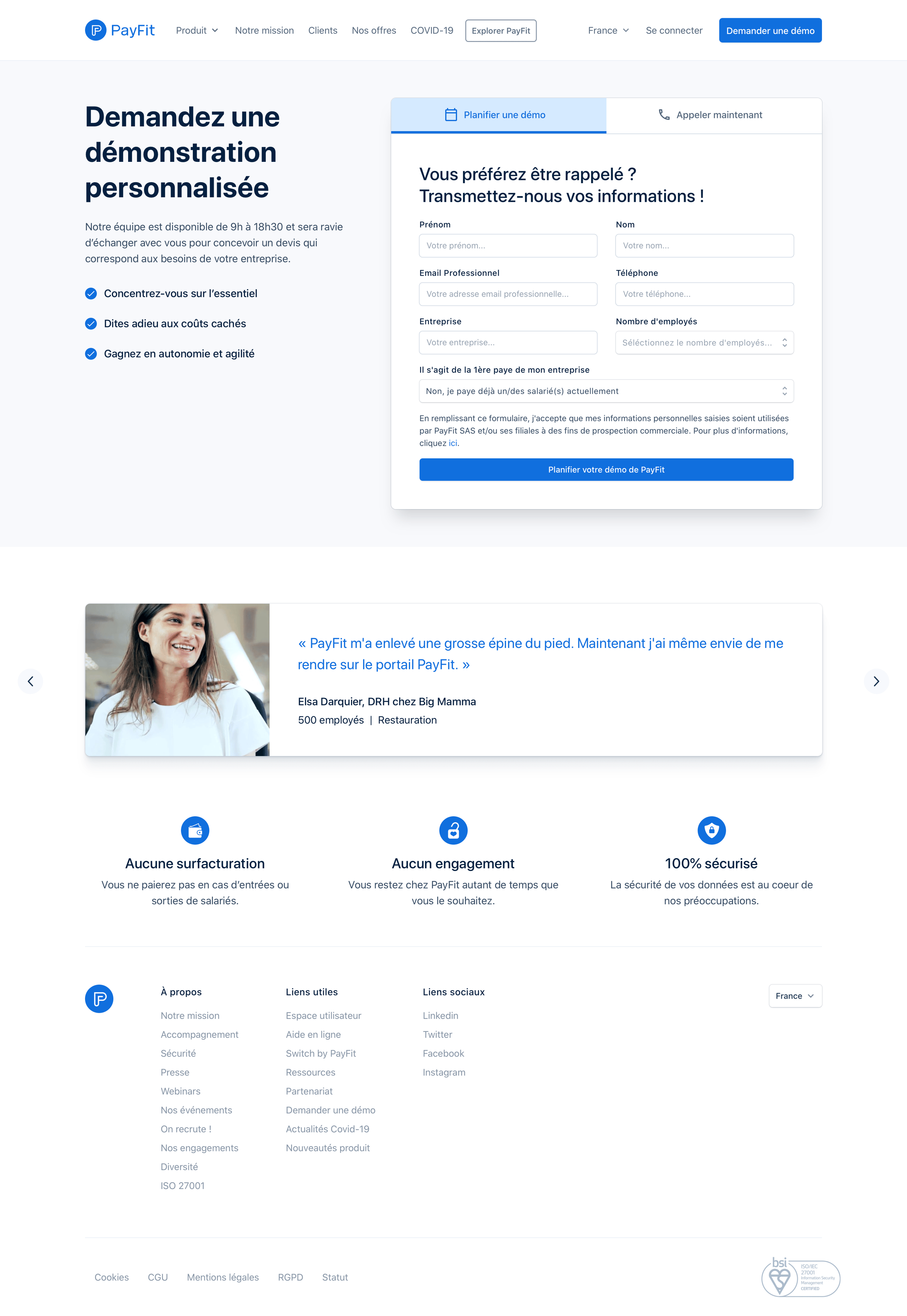Payfit - Bénéficiez d'une démo personnalisée screen