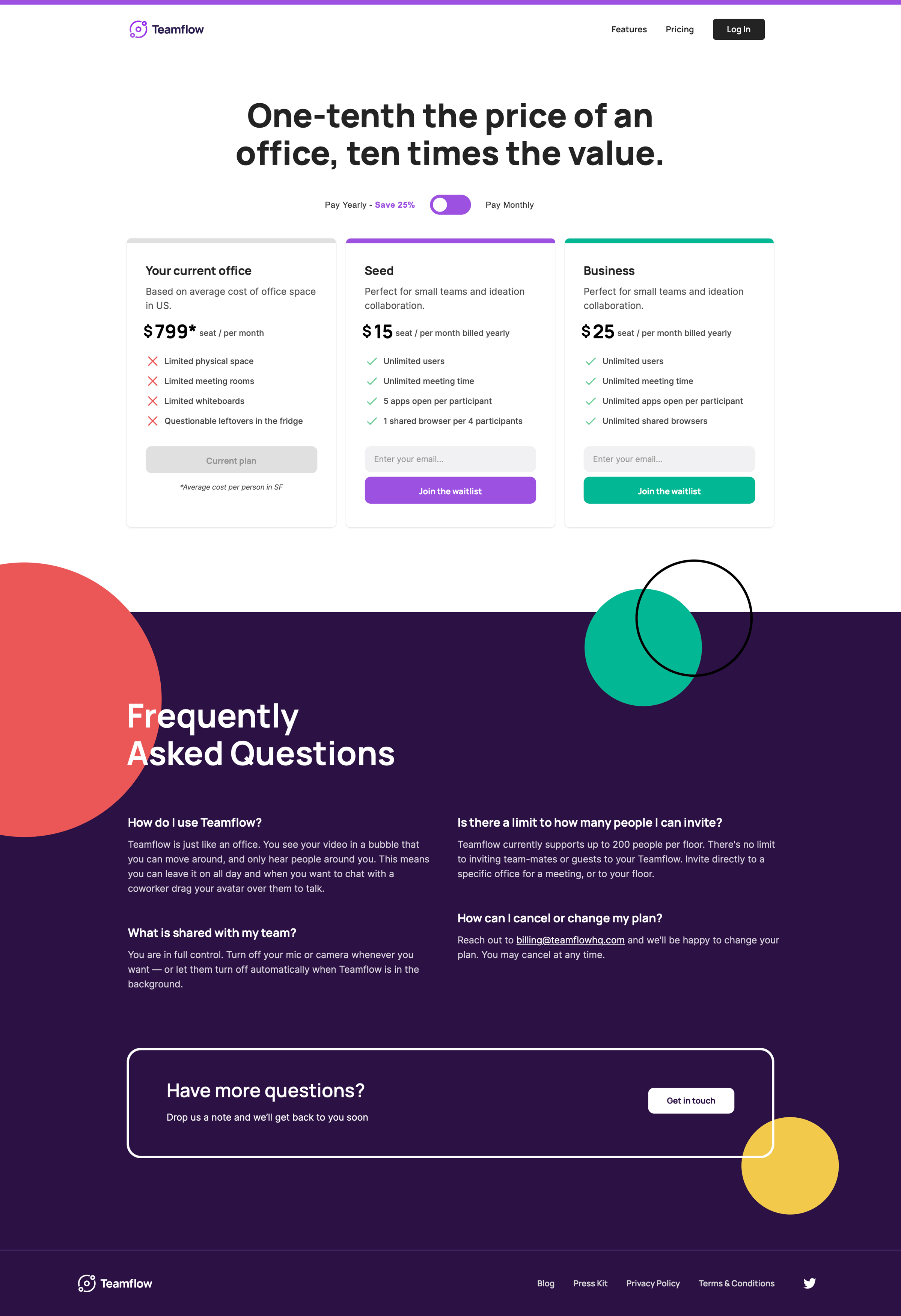 Teamflow - Teamflow Prices and Plans | Teamflow screen