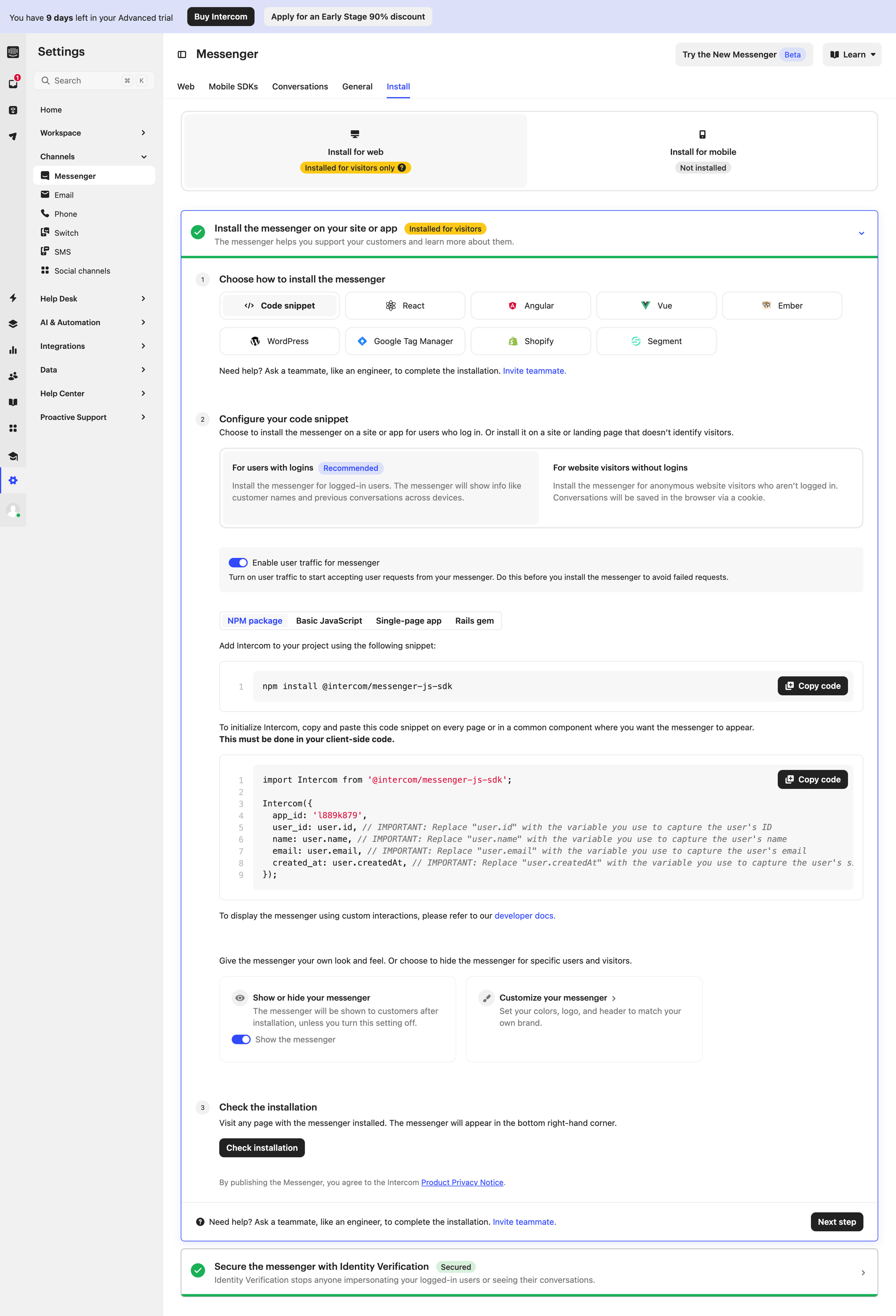 Intercom - Messenger | Nicelydone Intercom screen