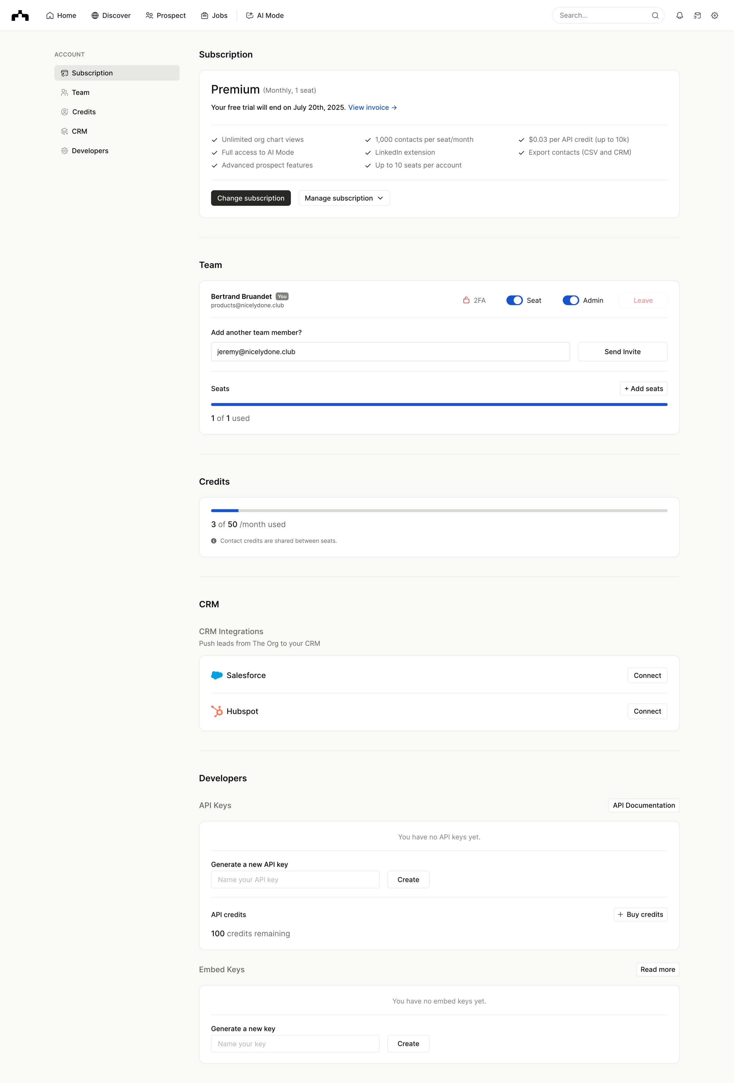 The org - The Org screen