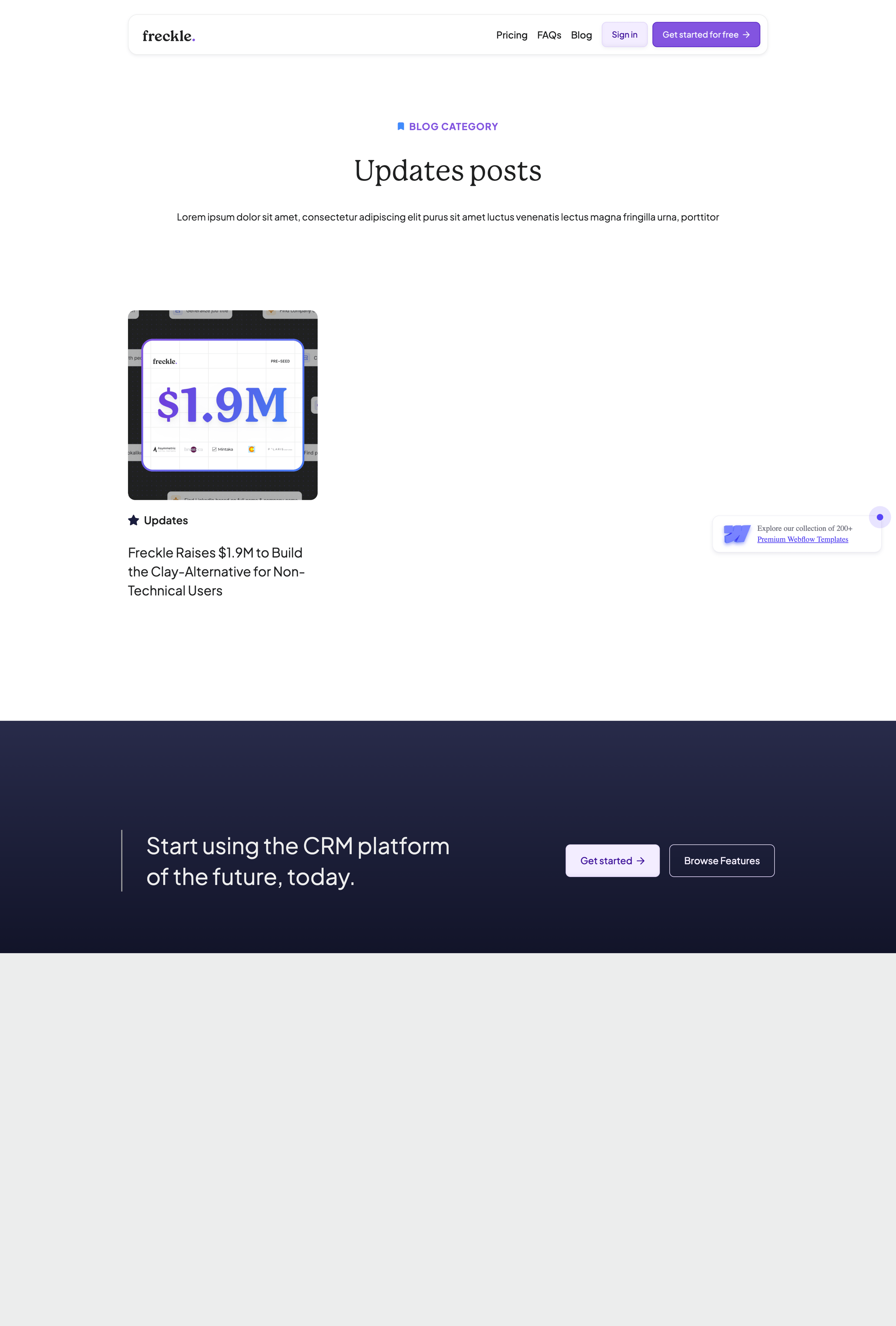 Freckle - Updates - Techbit X - Webflow Ecommerce website template screen