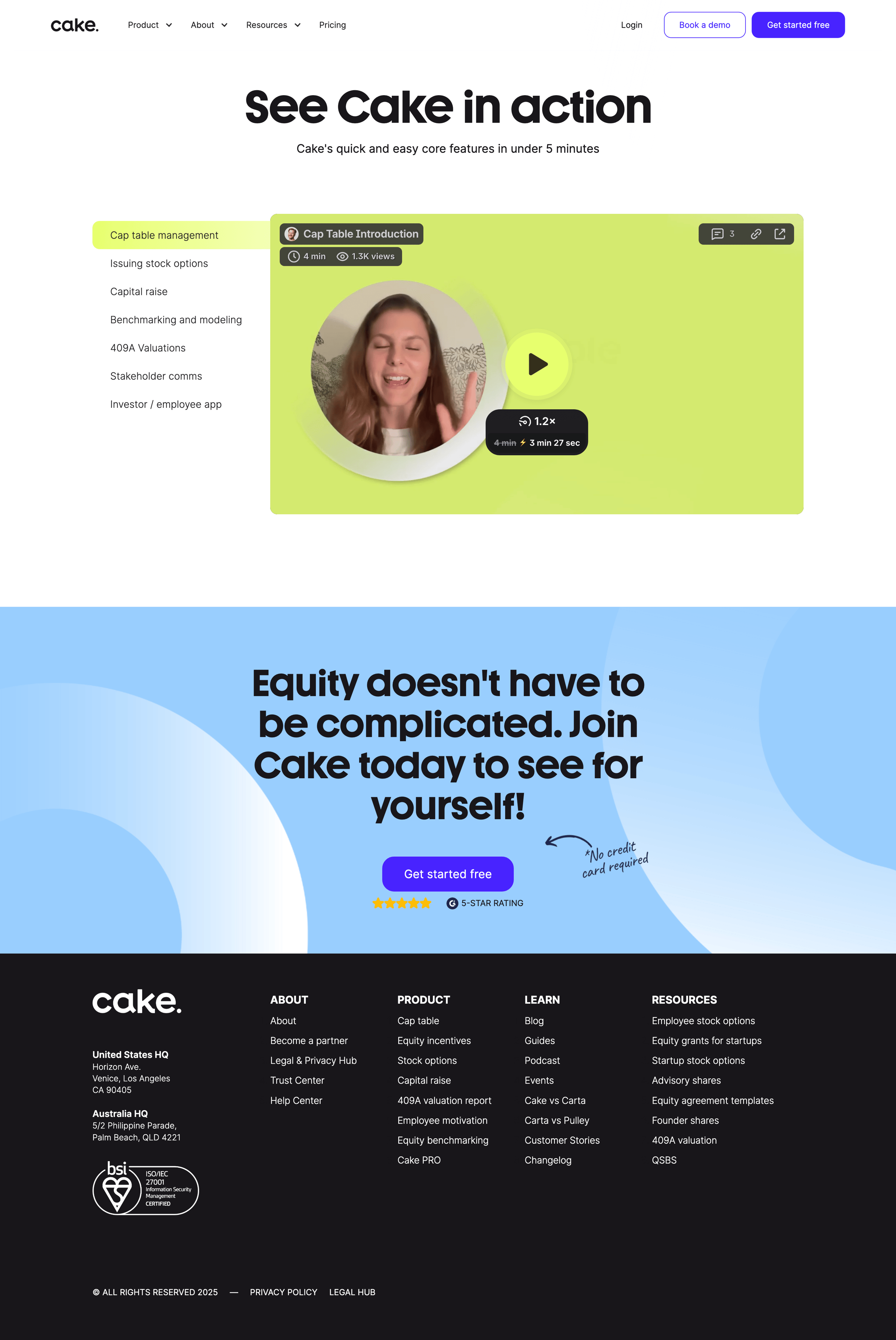 Cake - Product Tour Cake Equity screen