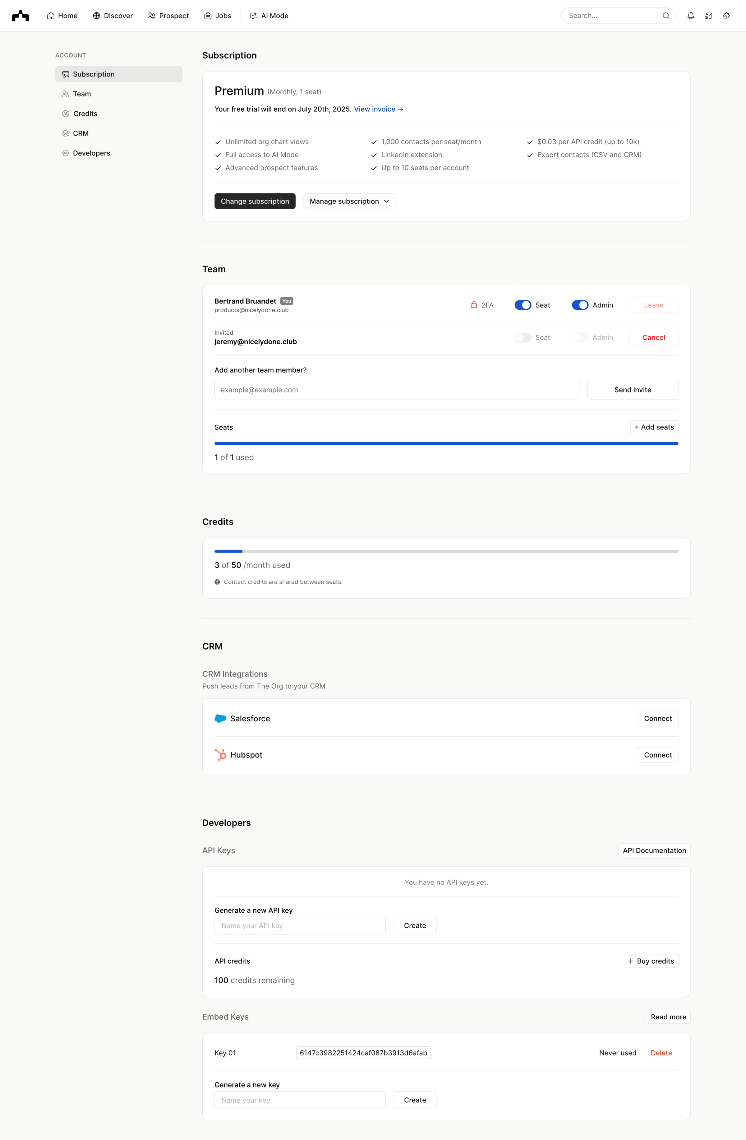 The org - The Org screen