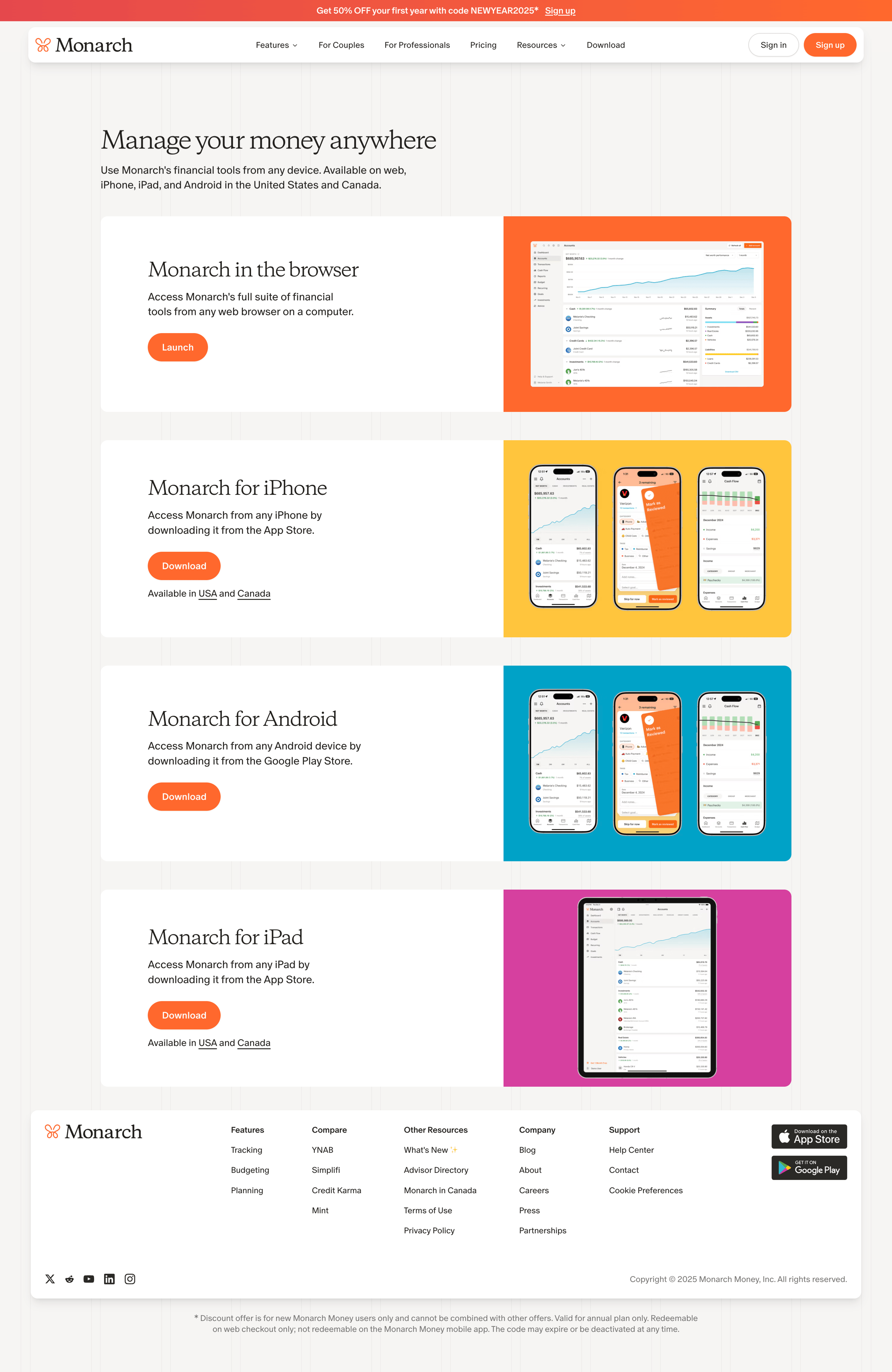 Monarch - Download on web, iPhone, iPad, and Android | Monarch Money screen