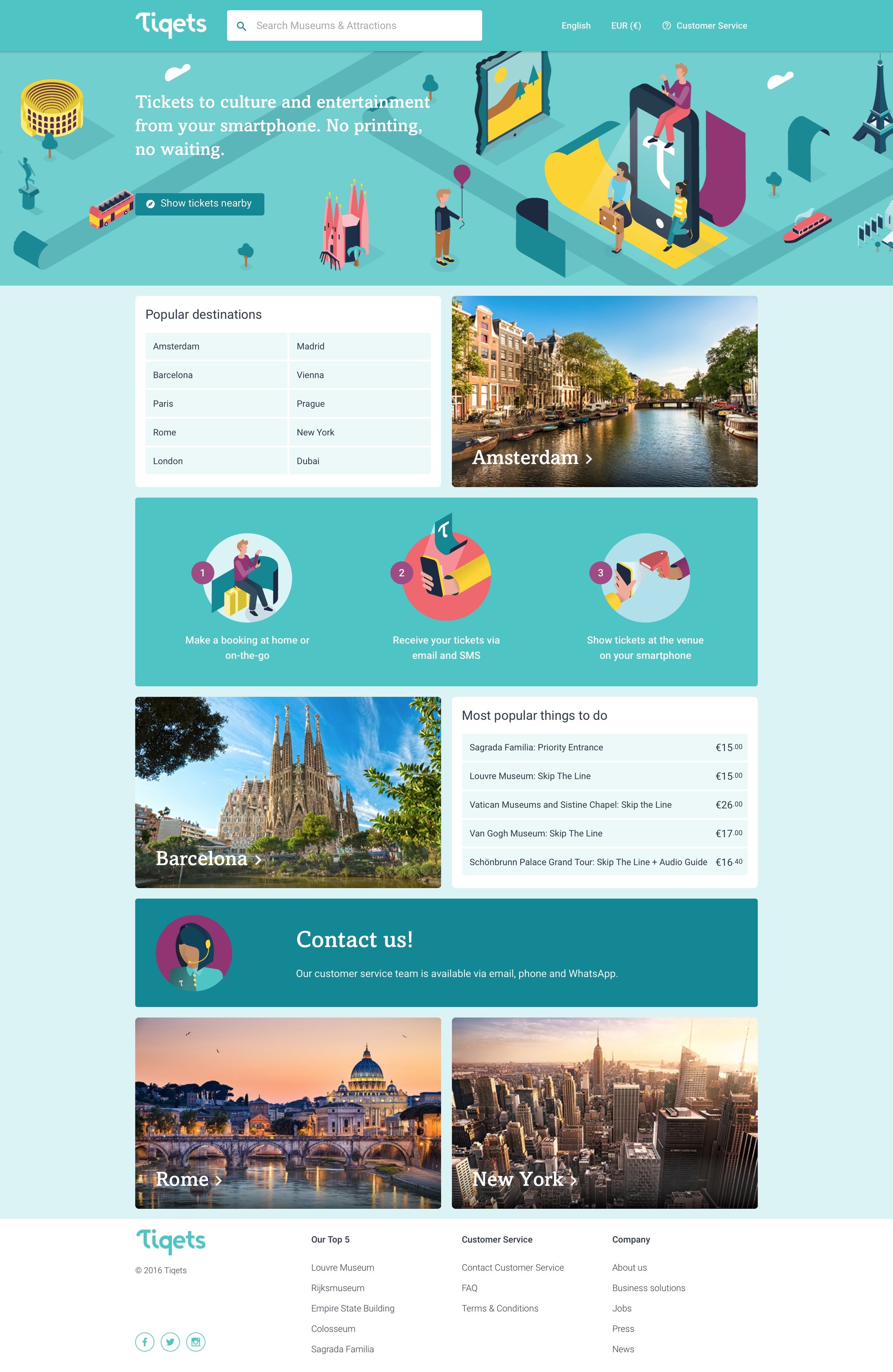 Tiqets - Landing page screen