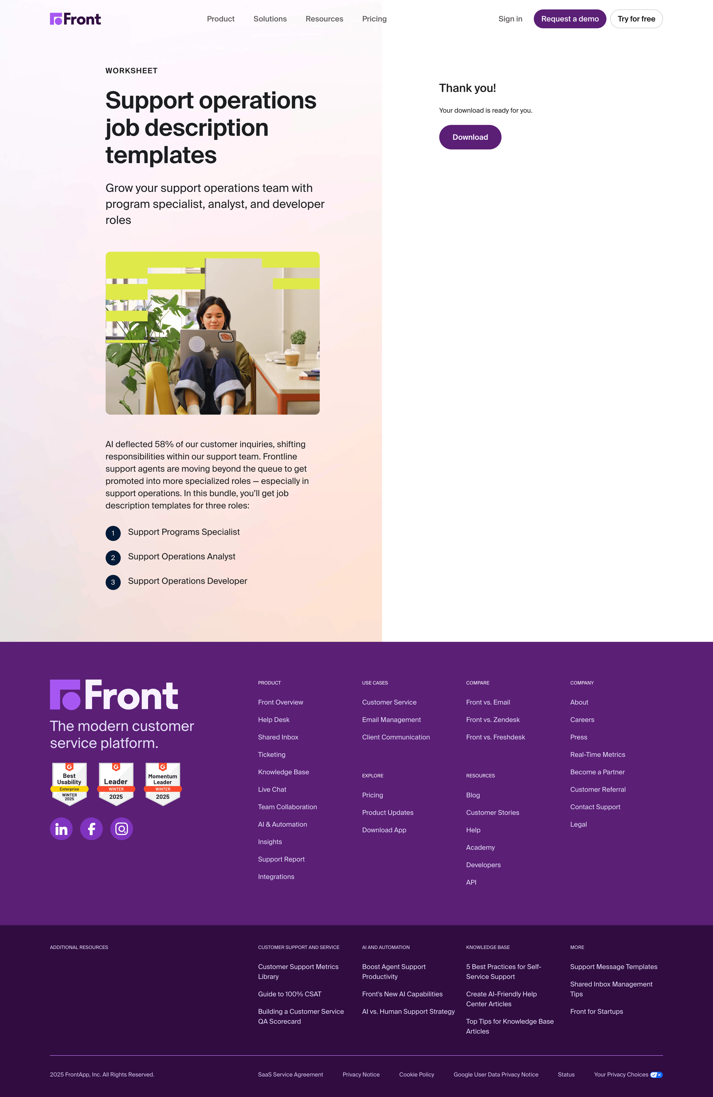 Support operations job description templates | Front from Front