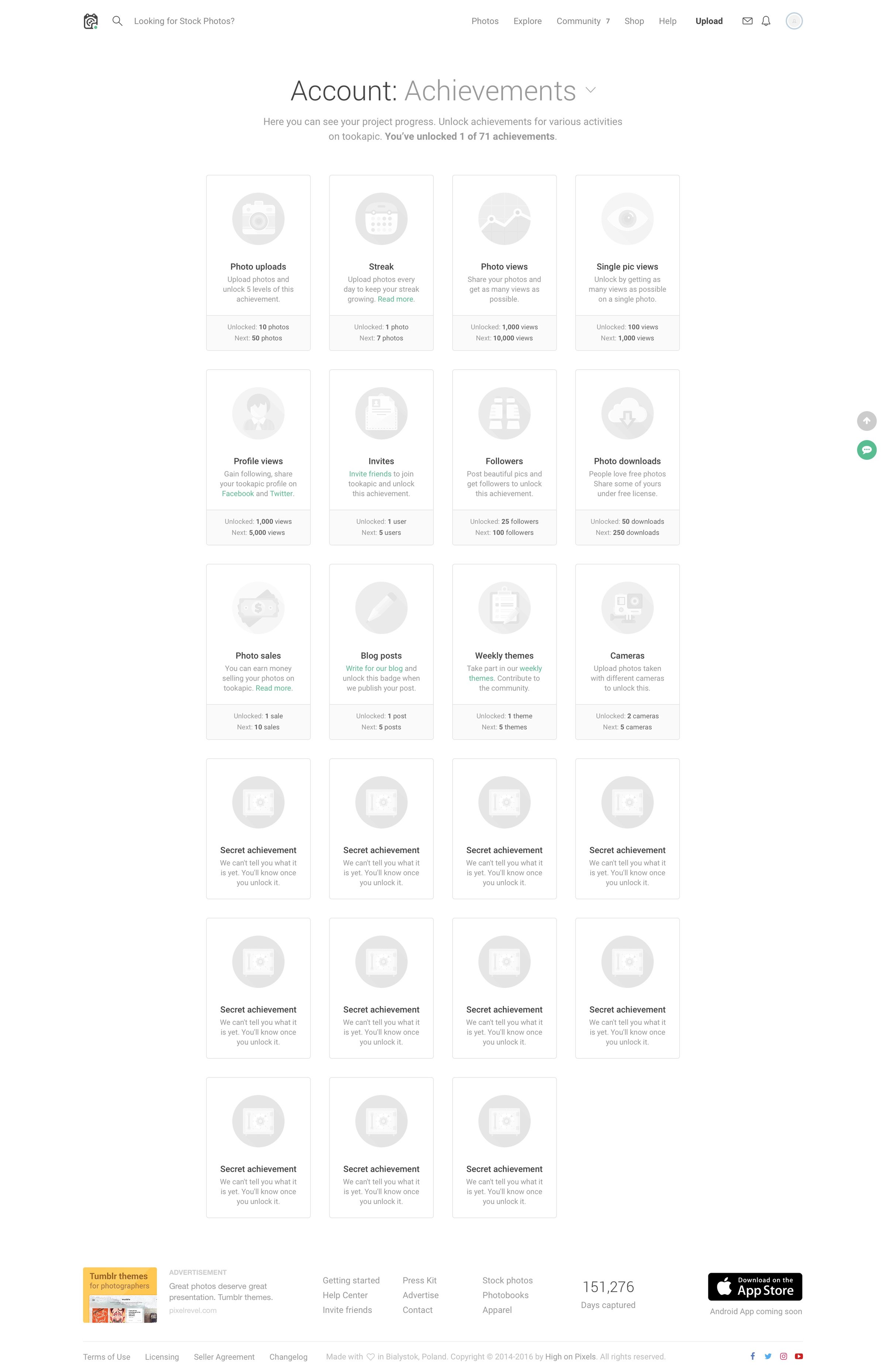 Tookapic - Achievement screen