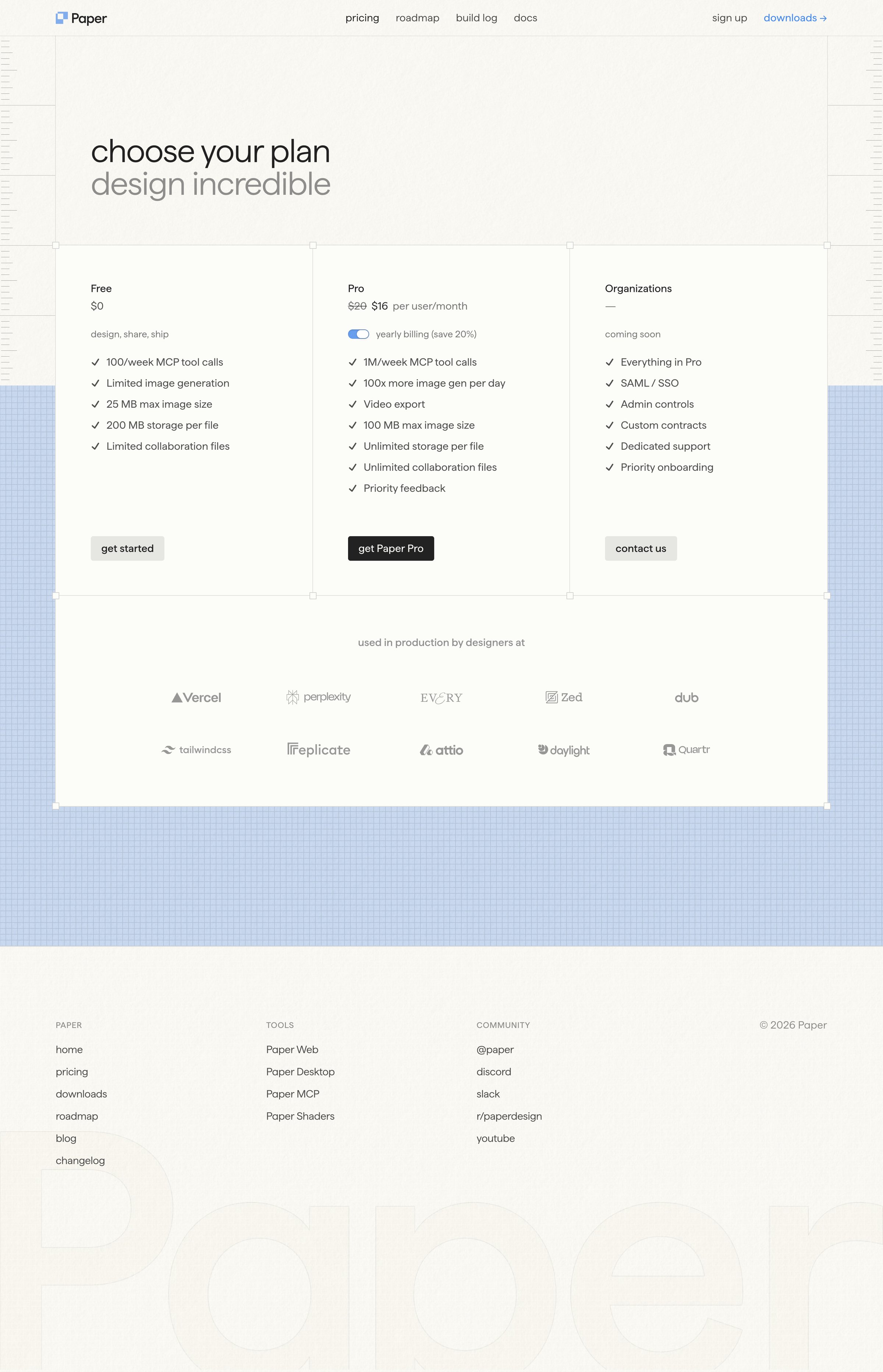 Paper - Pricing • Paper screen