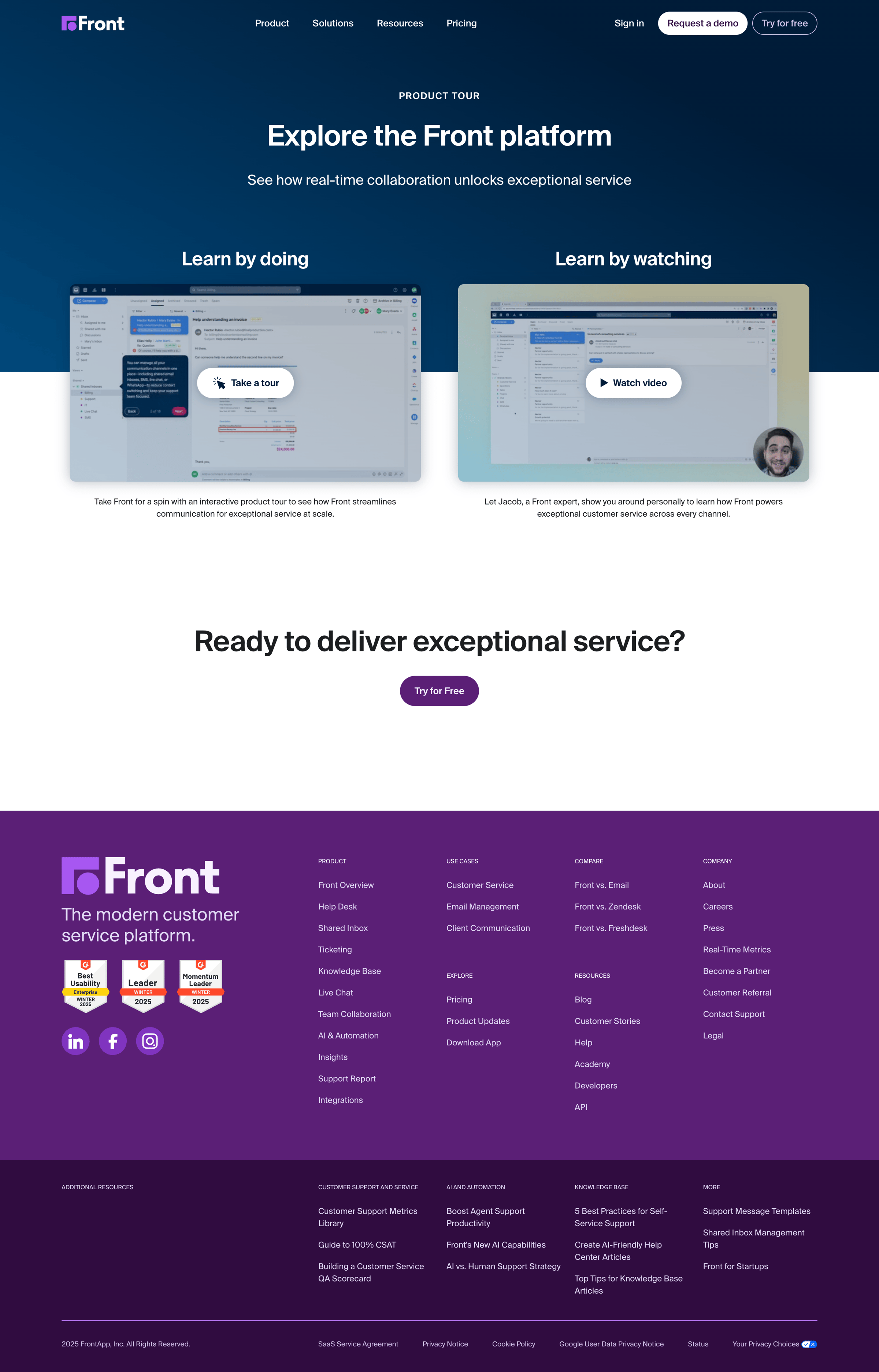 Front - Product Tour | Front screen