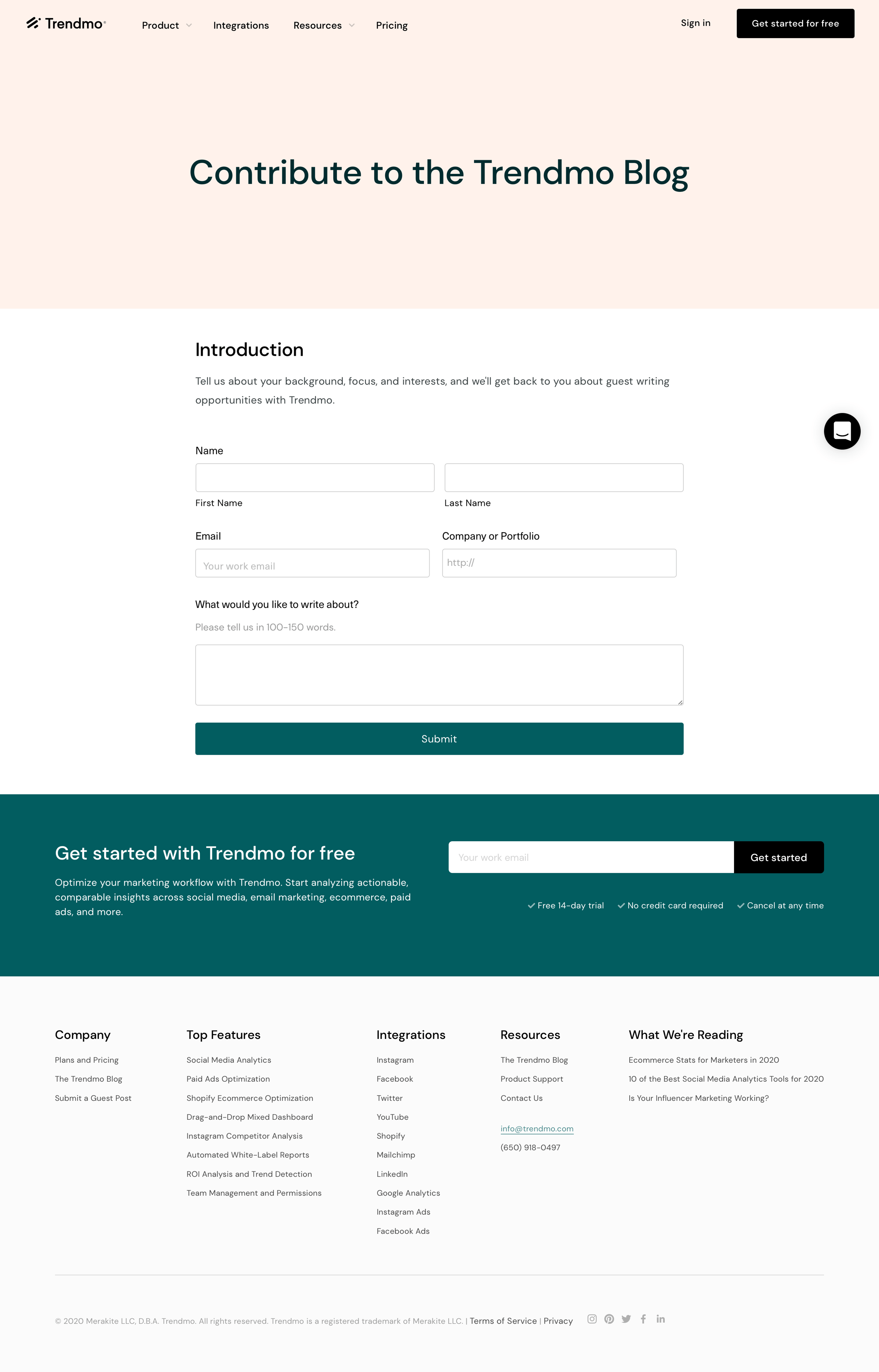 Trendmo - Partner program / Affiliation screen